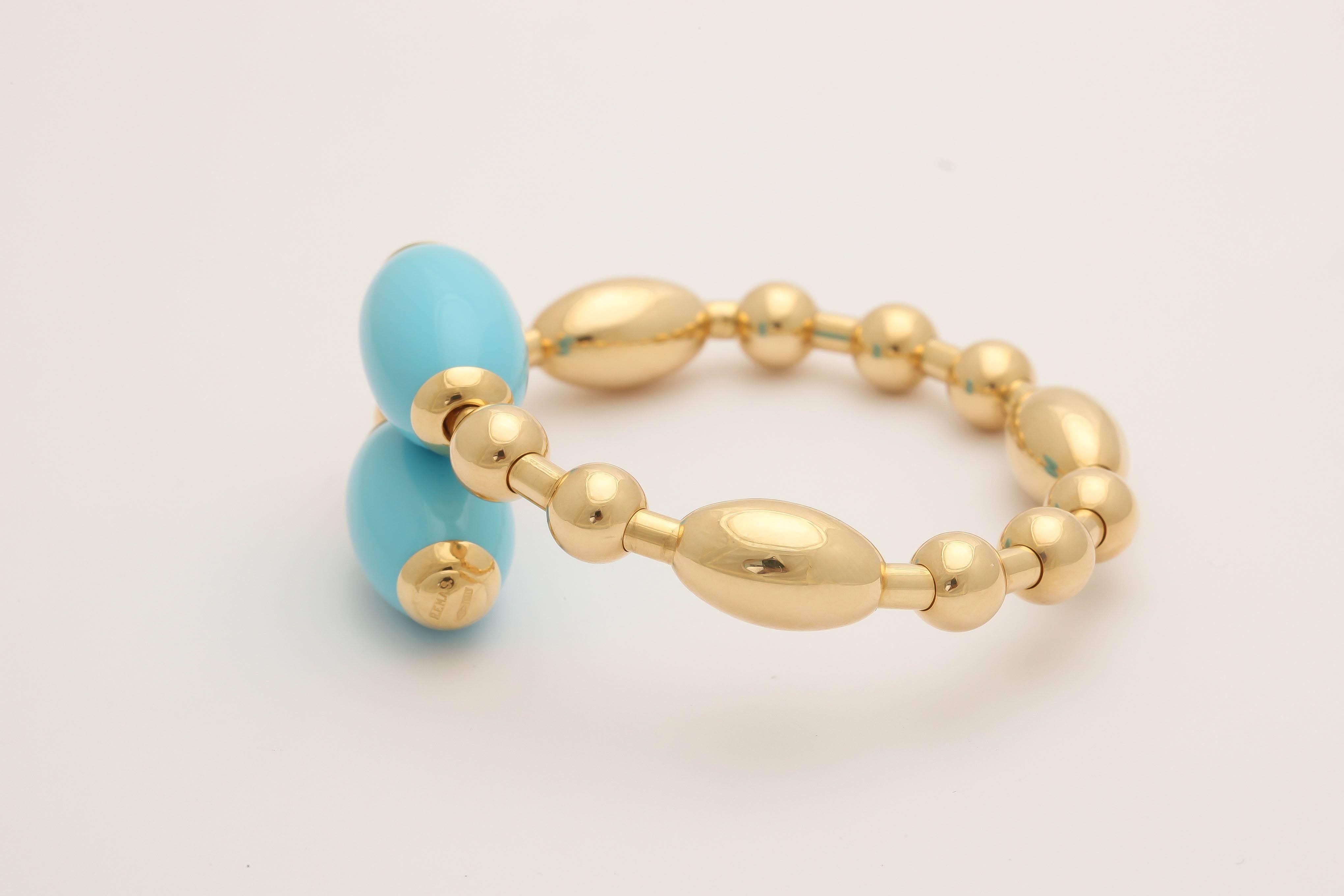 Women's Faraone Mennella Turquoise Gold Tuka Tuka Bracelet For Sale