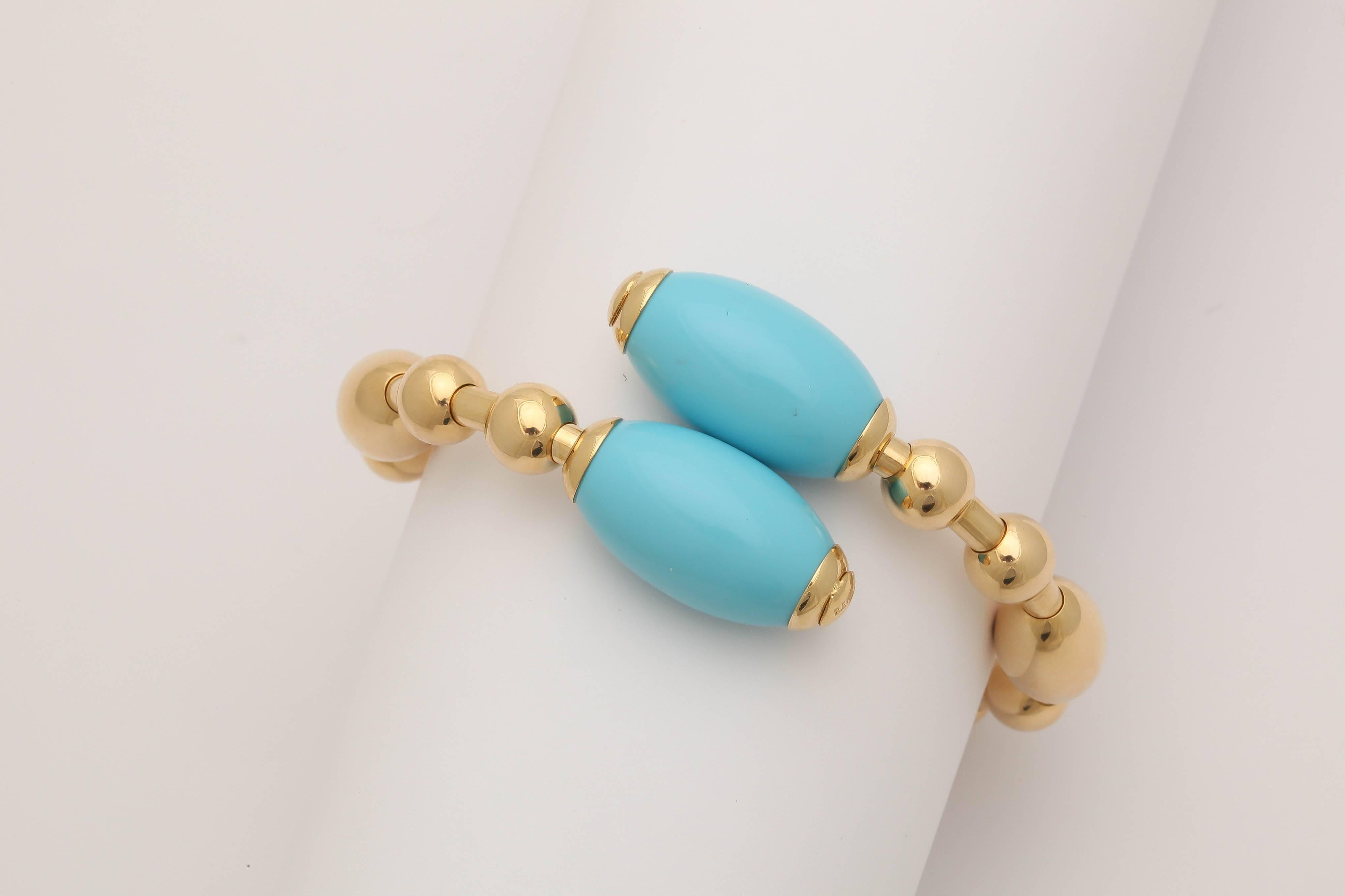 Faraone Mennella Turquoise Gold Tuka Tuka Bracelet For Sale 1