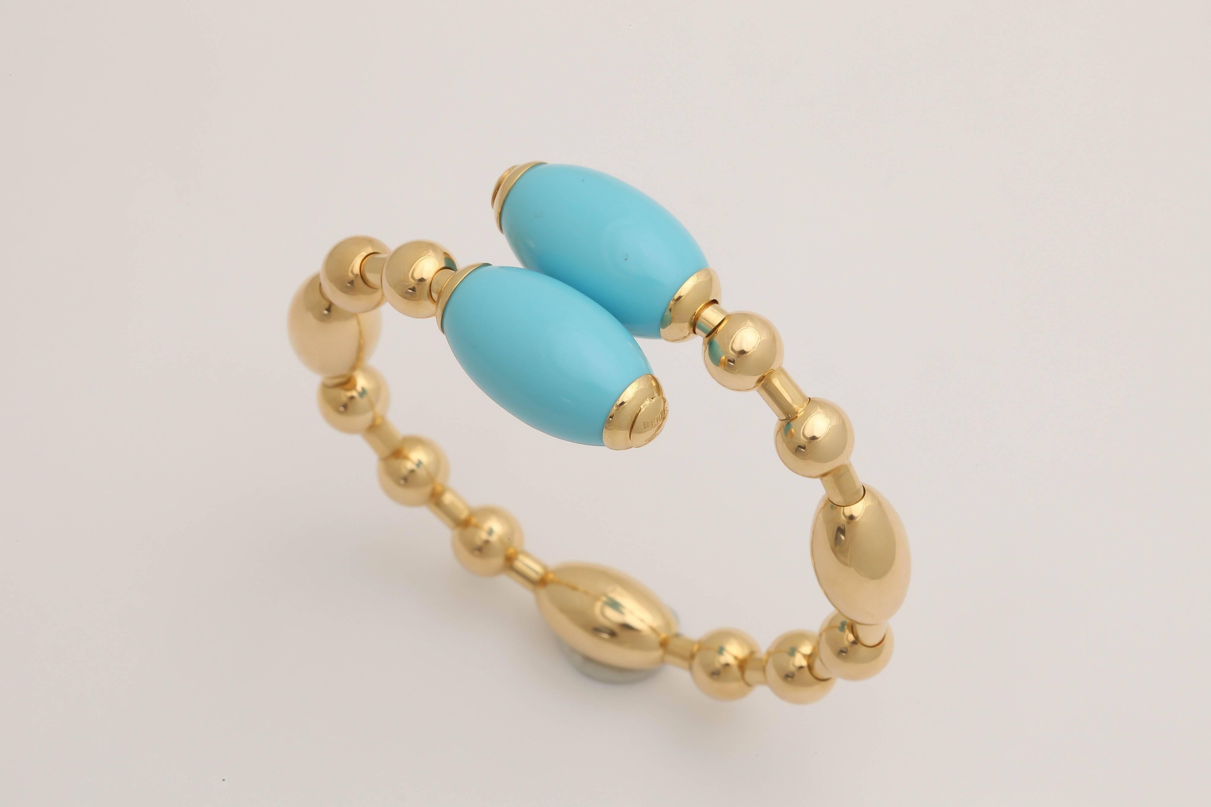 Faraone Mennella Turquoise Gold Tuka Tuka Bracelet For Sale 3
