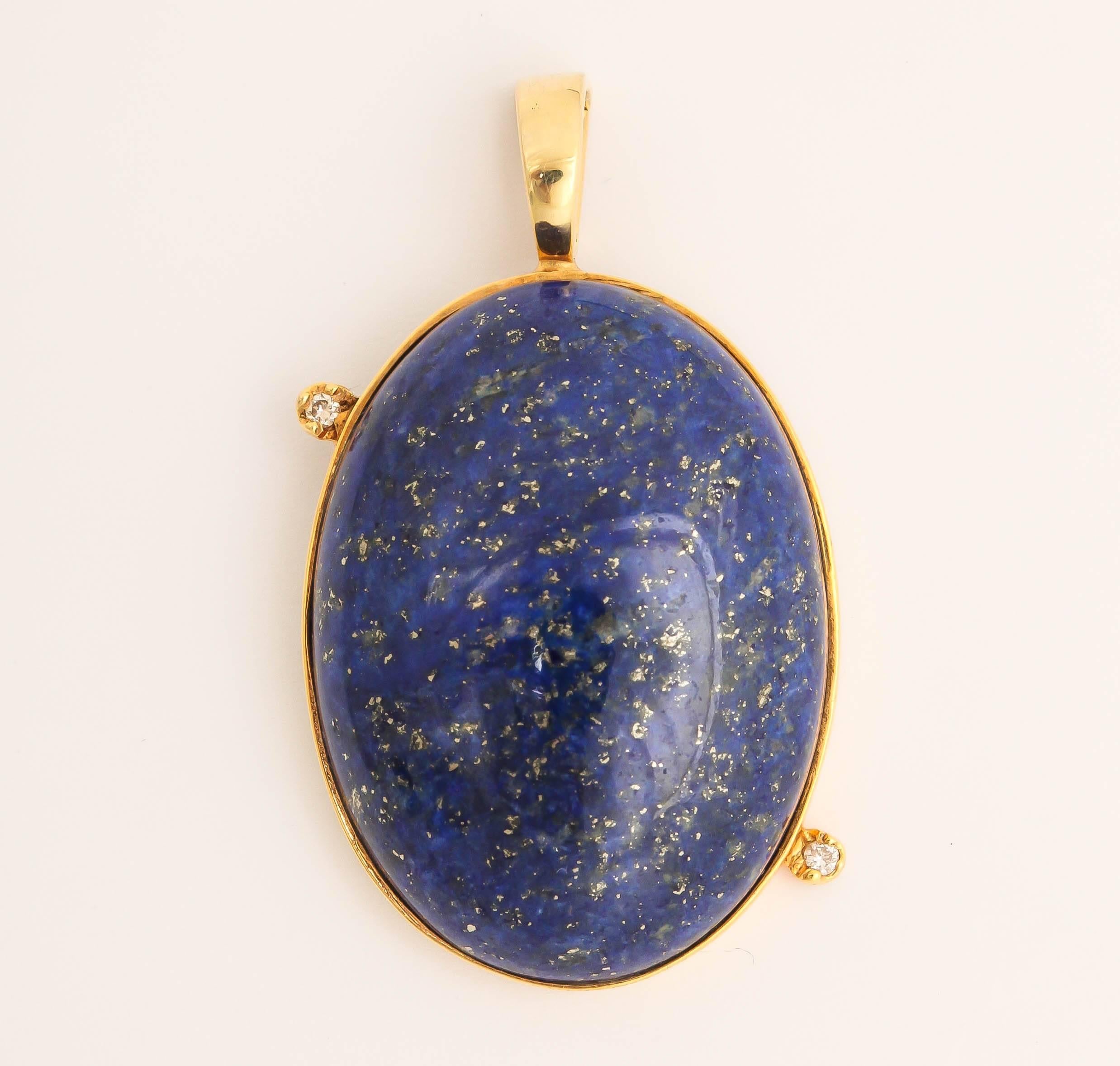 Faraone Mennella Lapis Diamond Gold Pendant For Sale 2