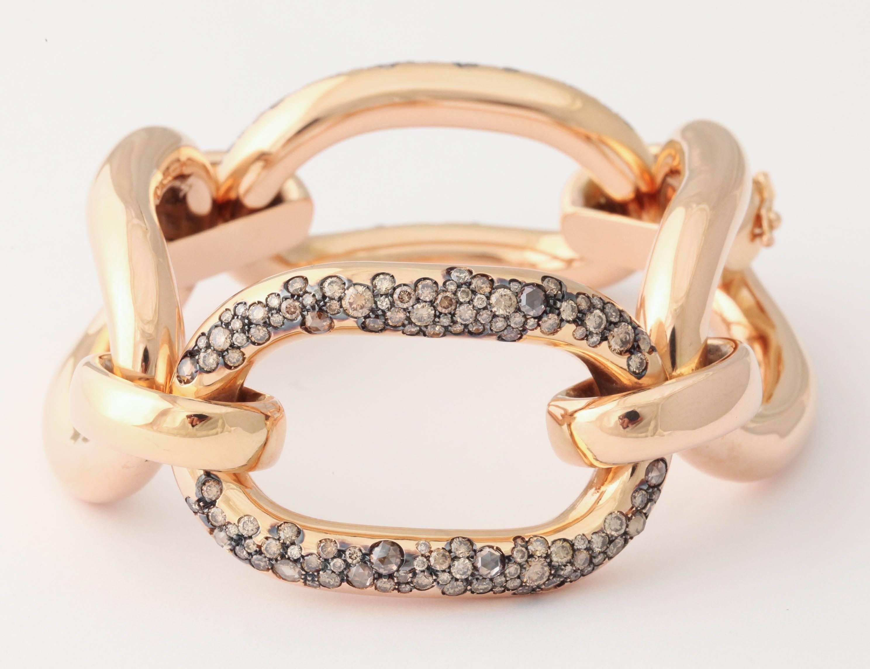 Cognac Diamond Rose Gold Bracelet In New Condition For Sale In New York, NY