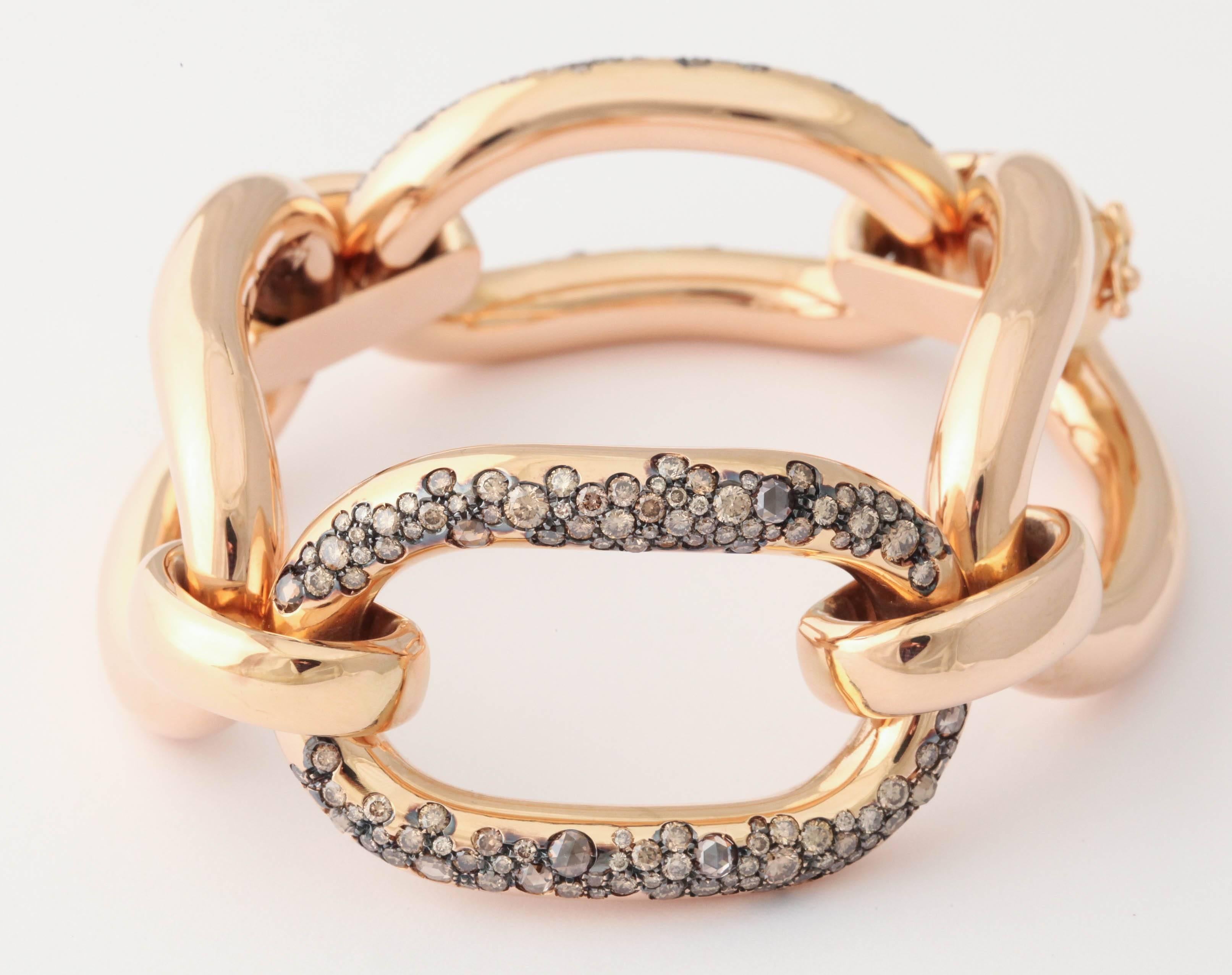 Women's Cognac Diamond Rose Gold Bracelet For Sale