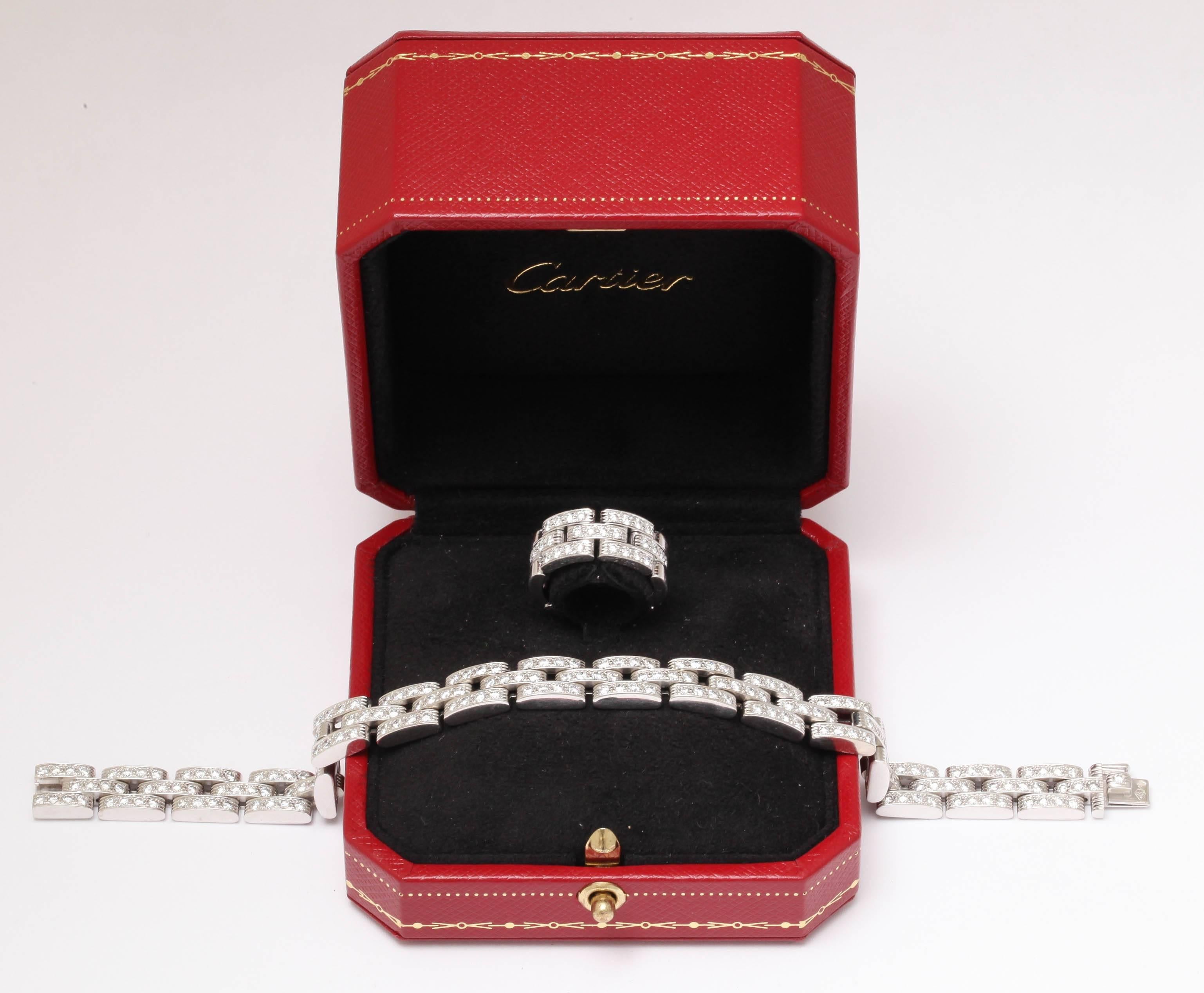Bracelet
41.7 grams 18k white gold
204 diamonds 6.00 carats
Ring
12.3 grams
28 diamonds 1.00 carat
