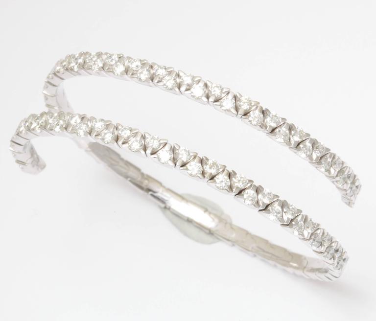 Gold and Diamond Flexible Coil Bracelet For Sale at 1stdibs
