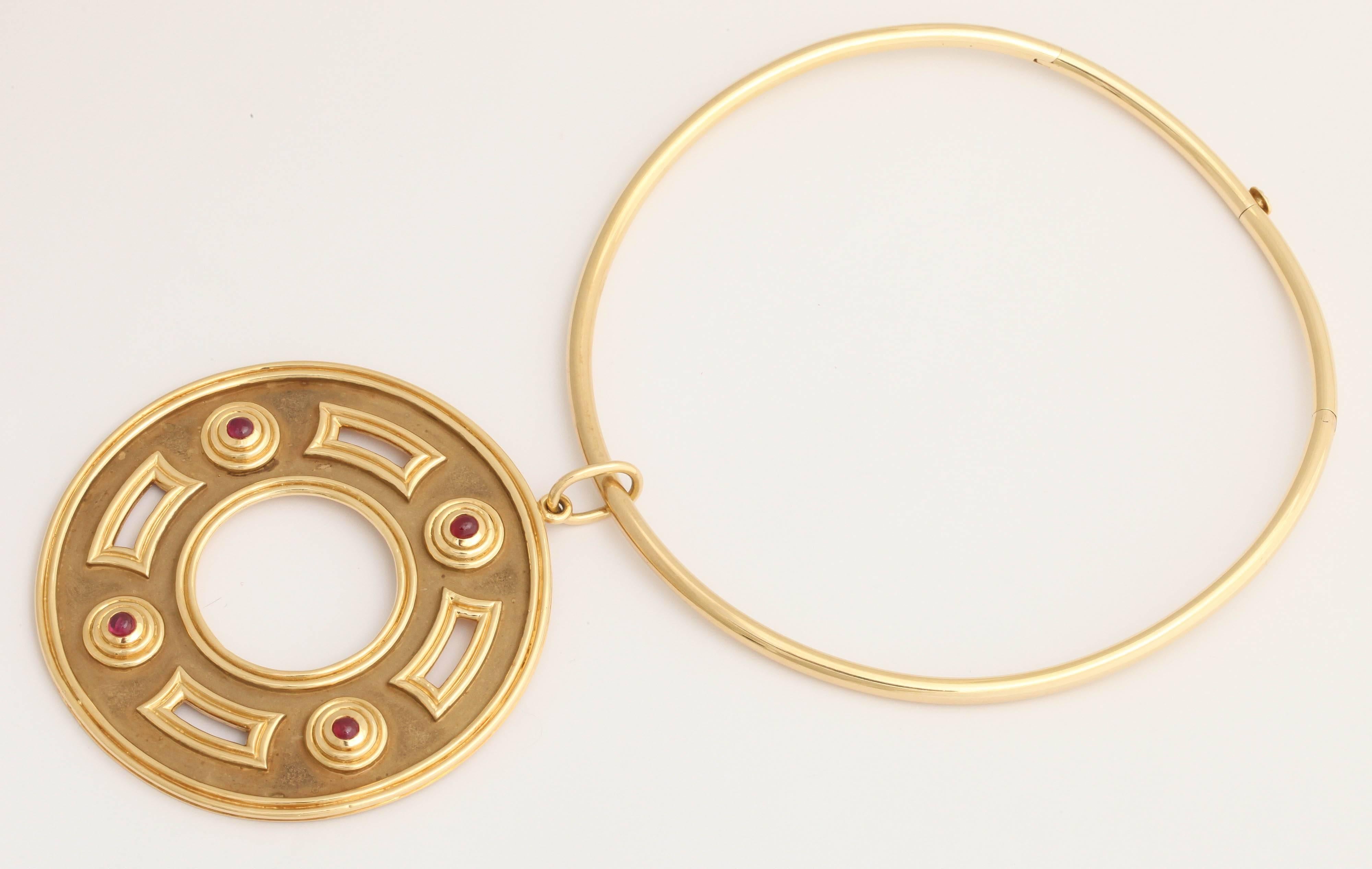 Women's 1970s Tiffany & Co. ruby gold pendant and necklace