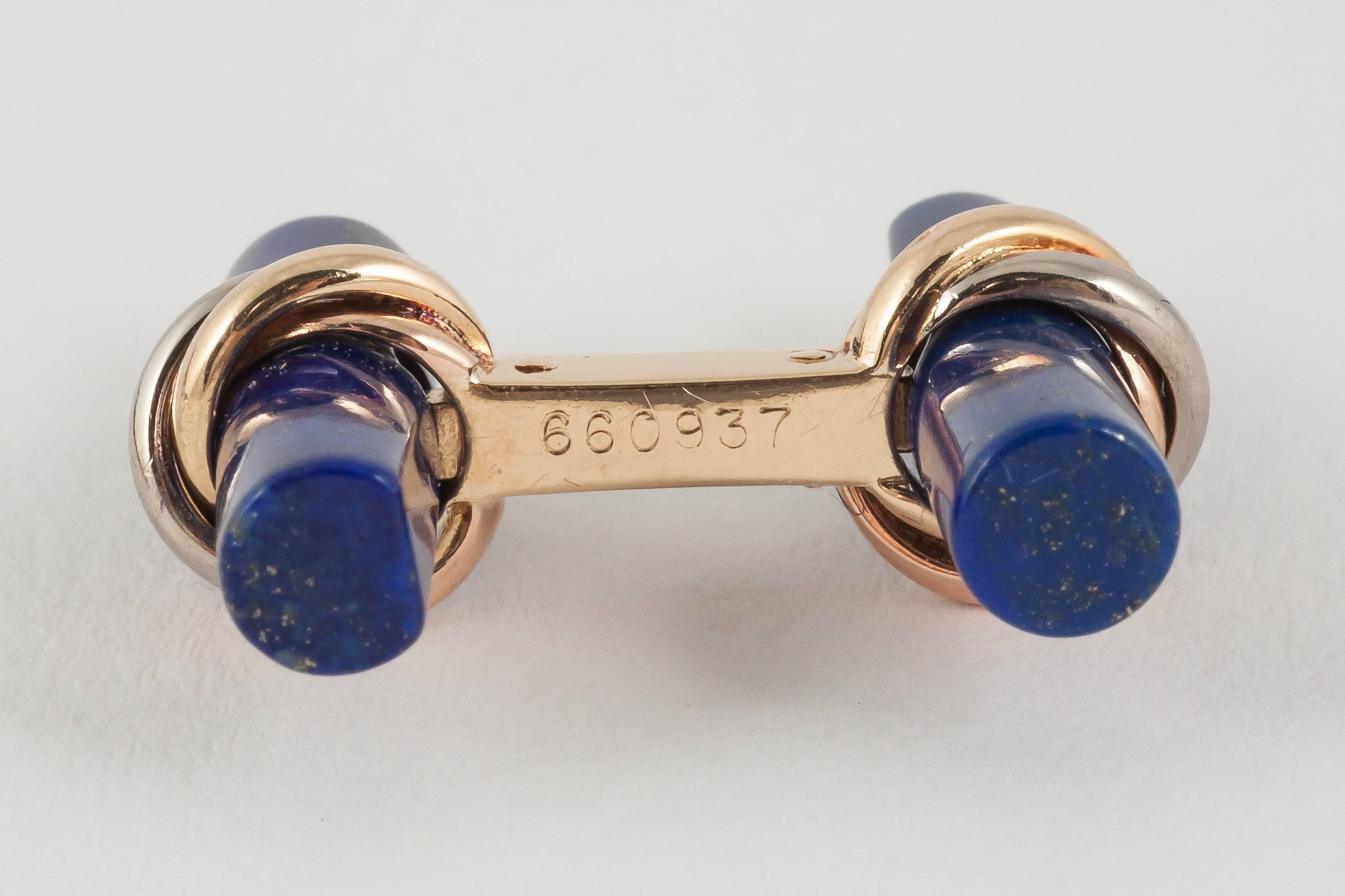Cartier 750 gold and coloured stone baton cufflinks set In New Condition In London, GB
