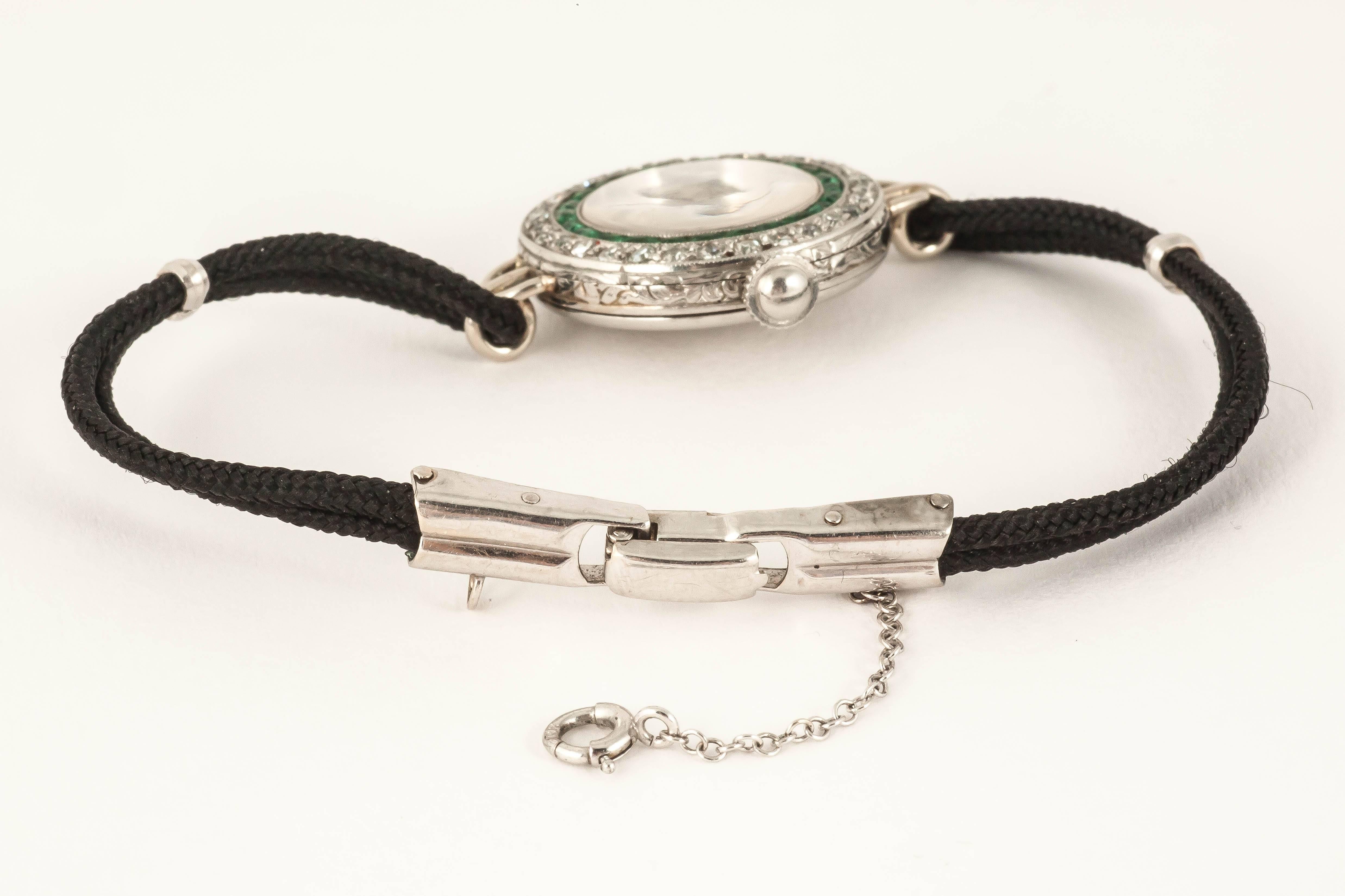 Women's Tiffany & Co. lady's platinum diamond emerald evening dress Wristwatch