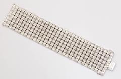 Wide White Gold Basket Weave Bracelet