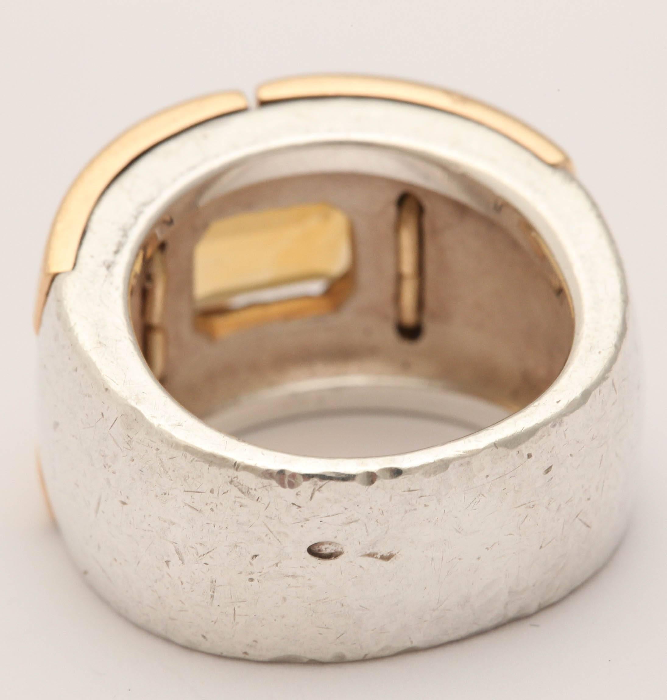Modern Hermes citrine silver Gold men's Ring