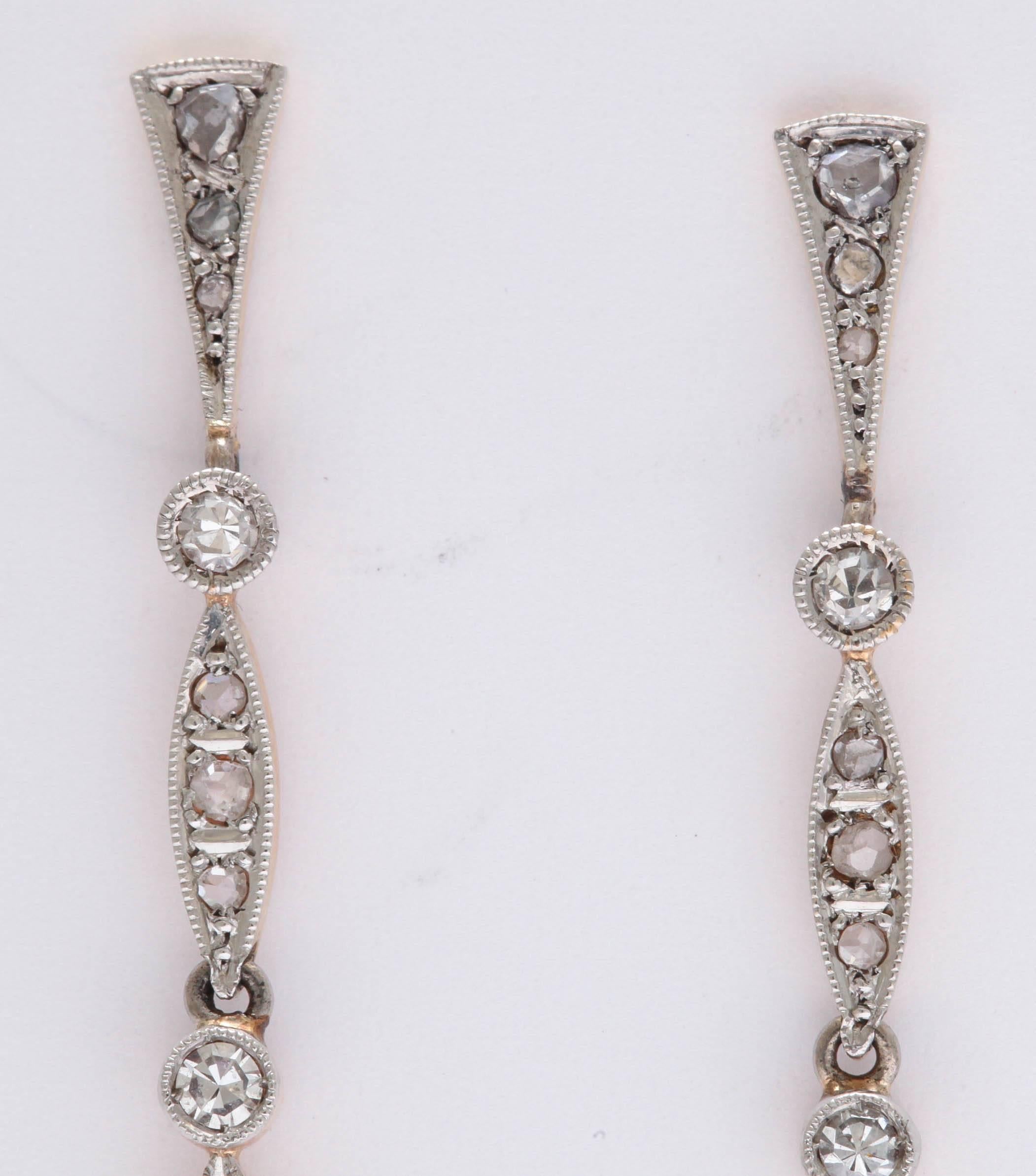 Edwardian Antique Rose and Mine Diamond Earrings