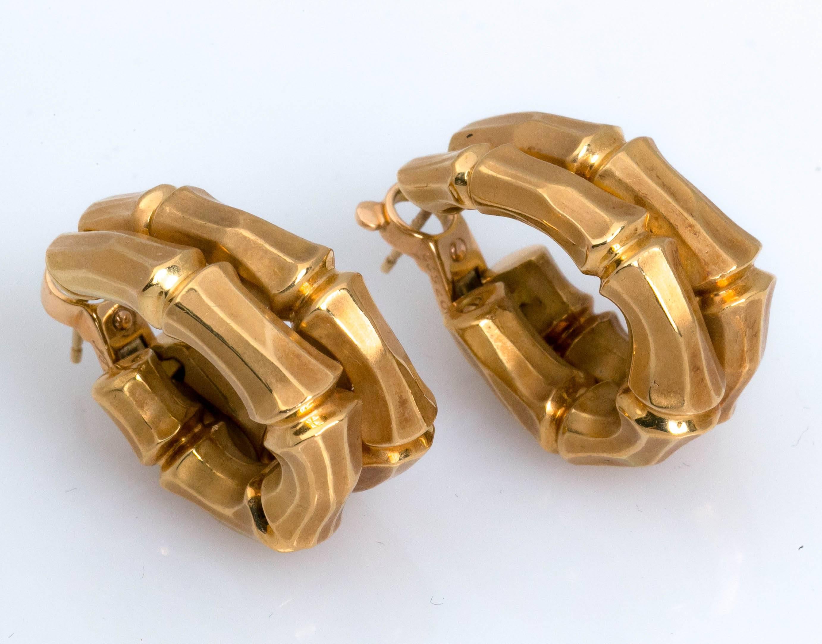 Cartier Bamboo Hoop Earrings  In Excellent Condition In St.amford, CT