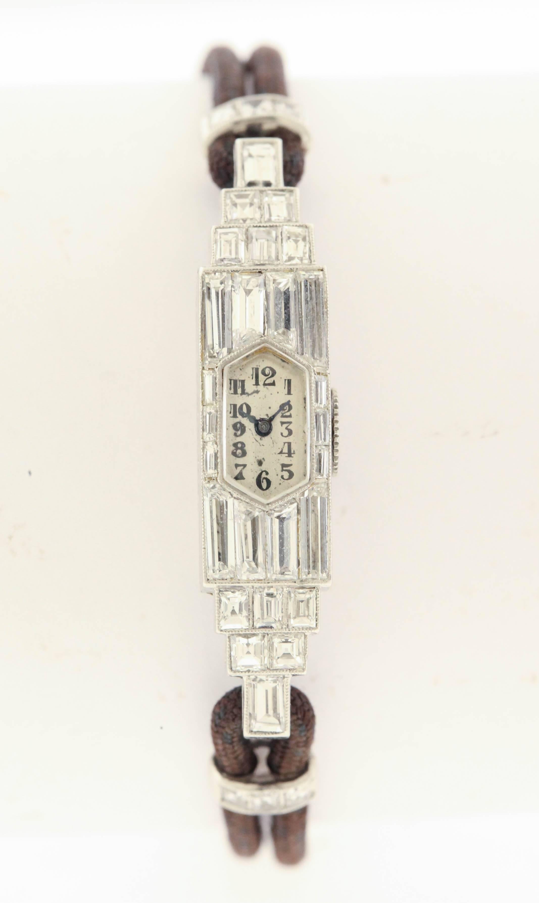 Diamond Art Deco Audemars Piguet so-called 'bagutee' women's watch, made circa 1930, is a very fine, 