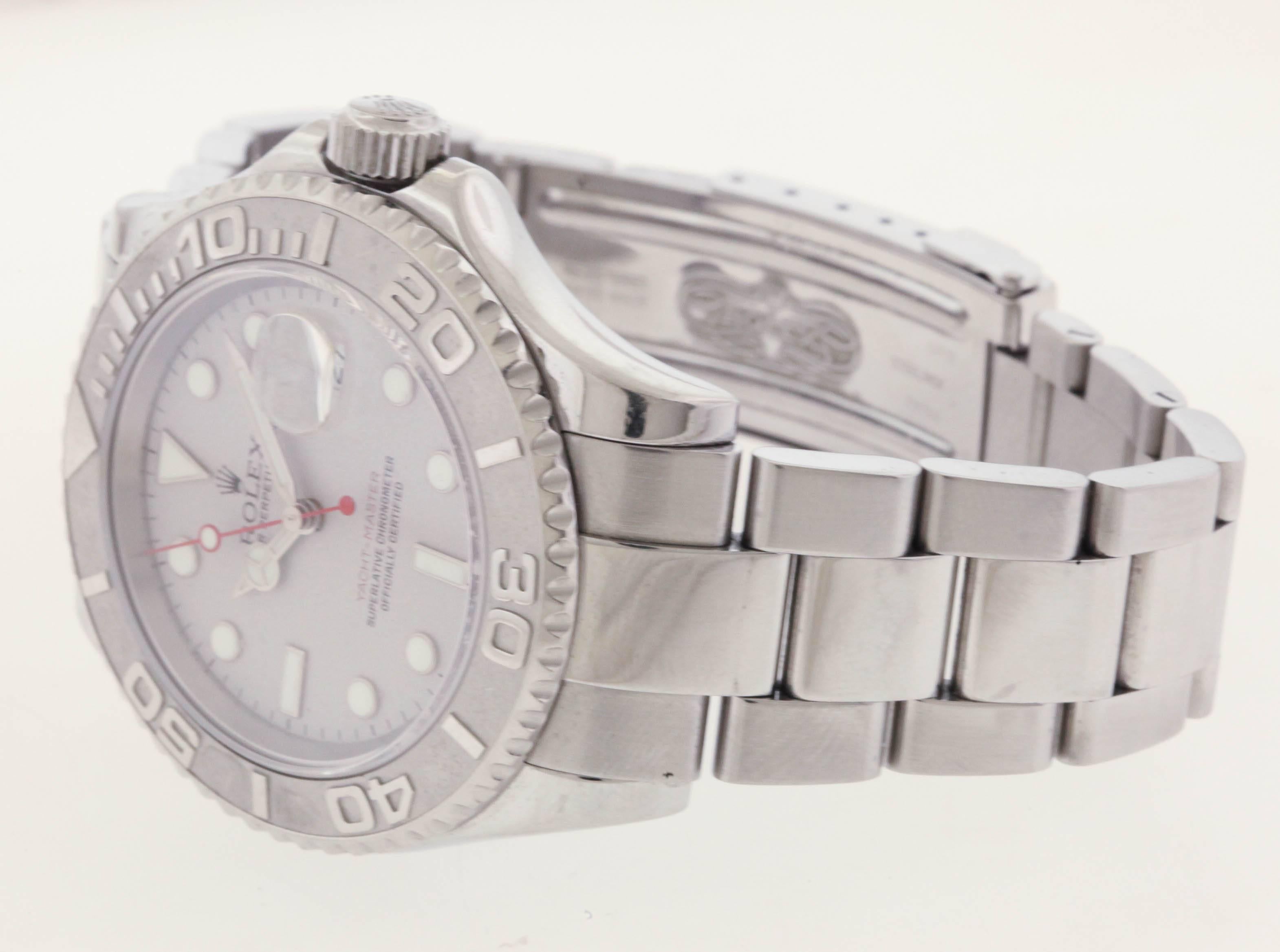 Rolex Platinum Bezel Yacht-Master Automatic Wristwatch Ref 16622 In Excellent Condition In New York, NY