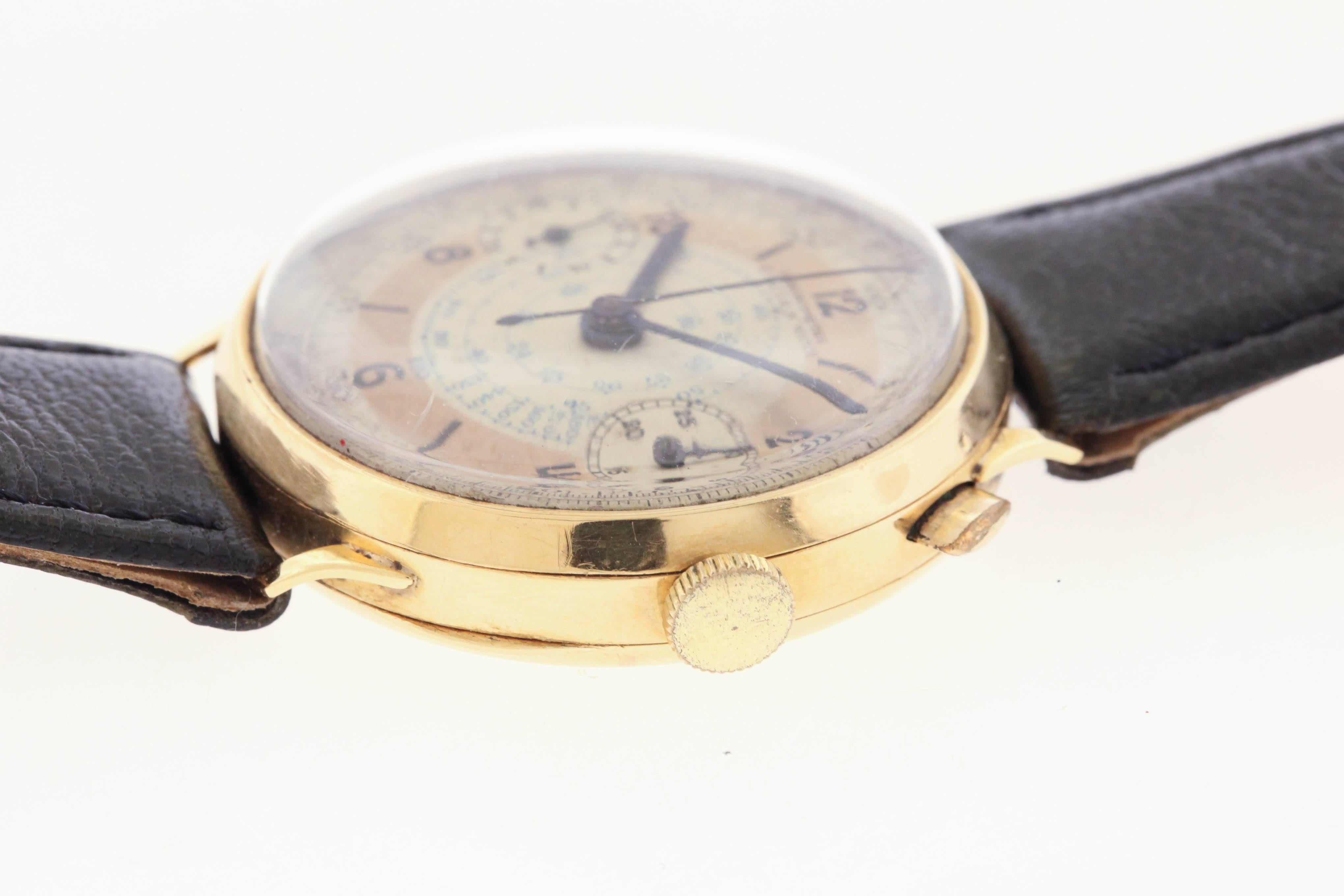 Swiss Single Button Chronograph Wristwatch In Good Condition In New York, NY