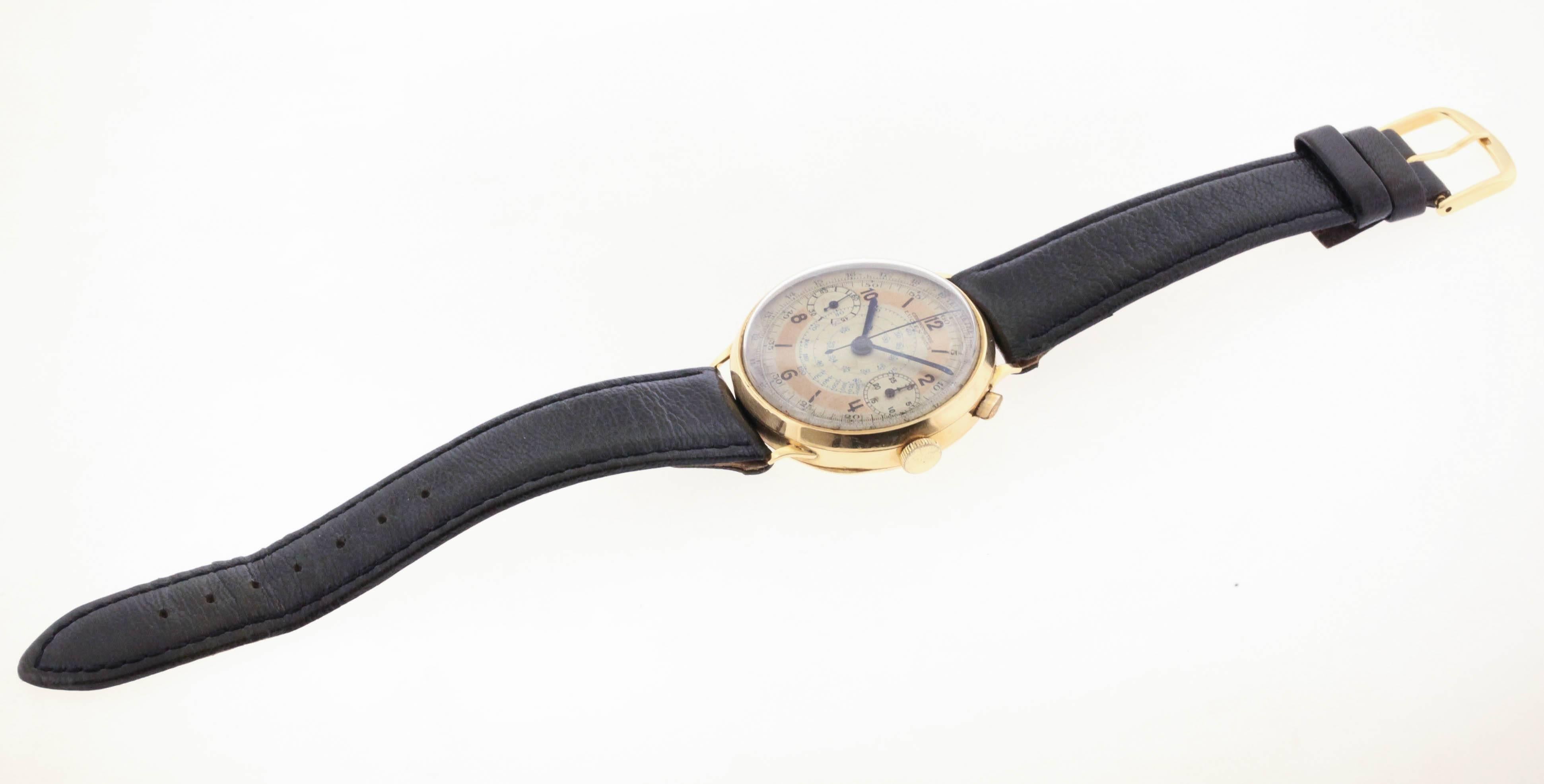 Women's or Men's Swiss Single Button Chronograph Wristwatch