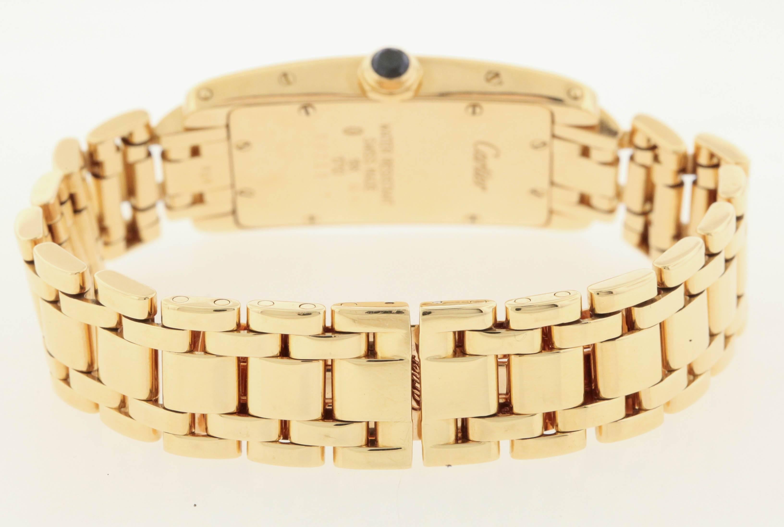 Cartier Yellow Gold Tank Americaine Quartz Wristwatch Ref 1710  In Excellent Condition In New York, NY
