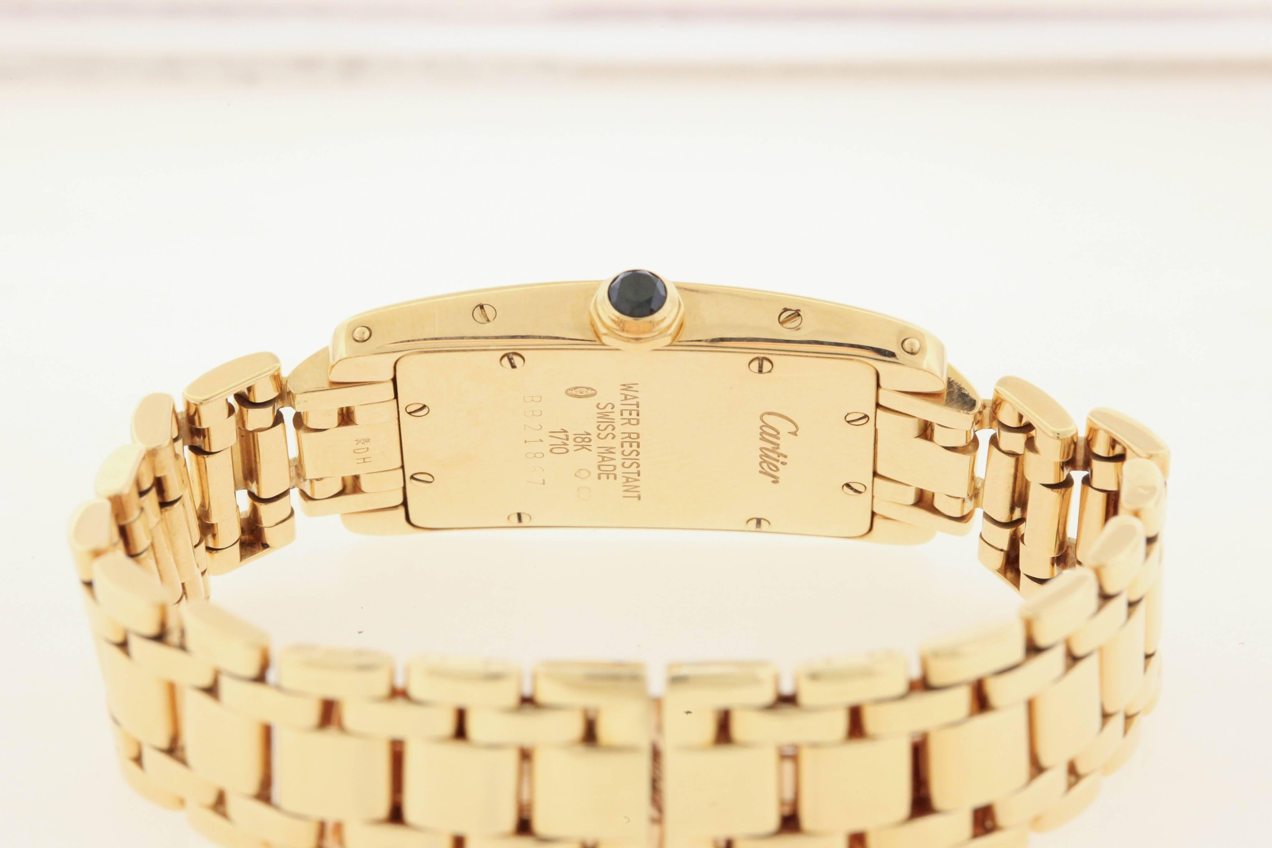 Women's Cartier Yellow Gold Tank Americaine Quartz Wristwatch Ref 1710 