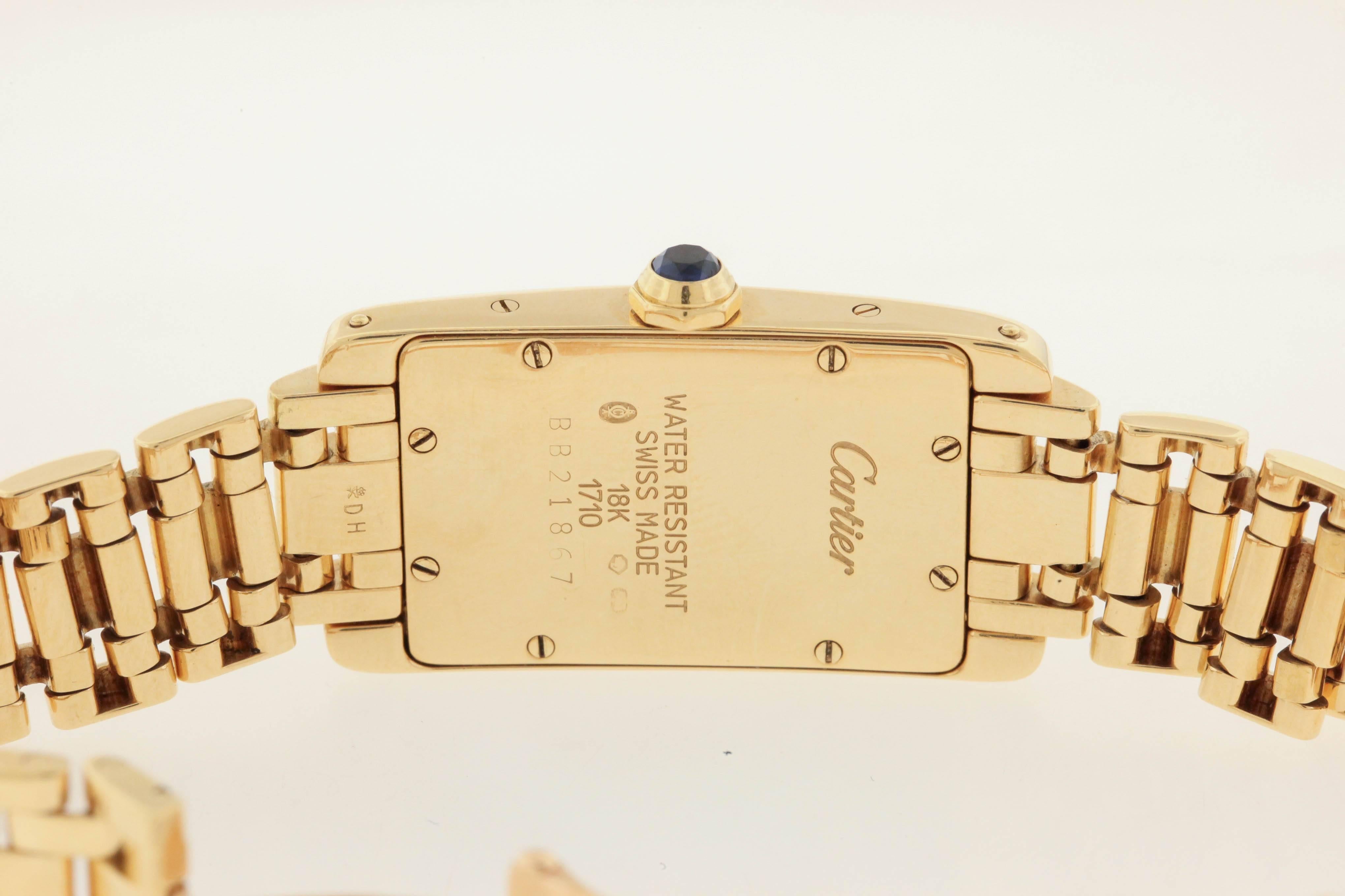 Cartier Yellow Gold Tank Americaine Quartz Wristwatch Ref 1710  1