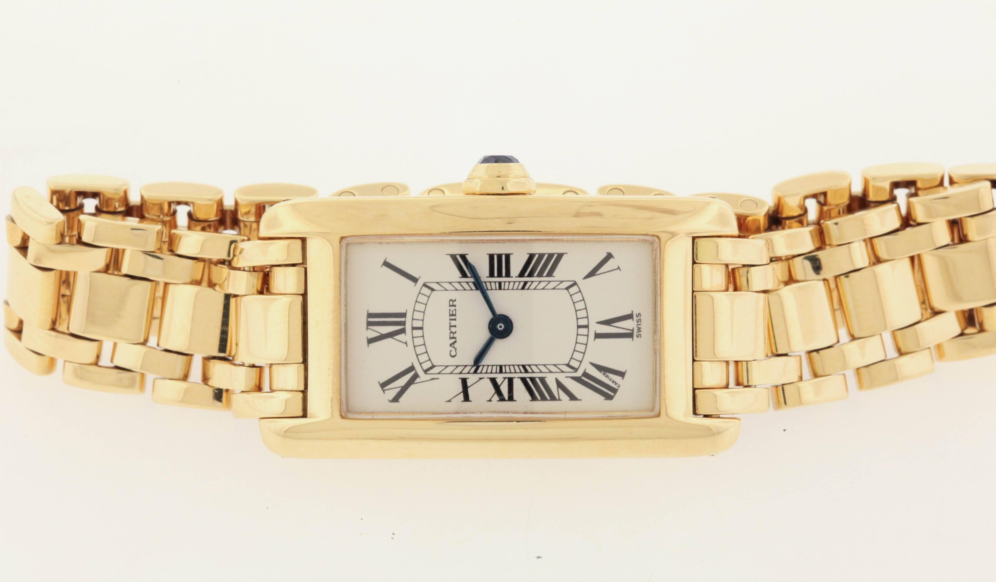 Cartier Yellow Gold Tank Americaine Quartz Wristwatch Ref 1710  3