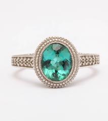 Stunning Blue Green Tourmaline Gold Ring