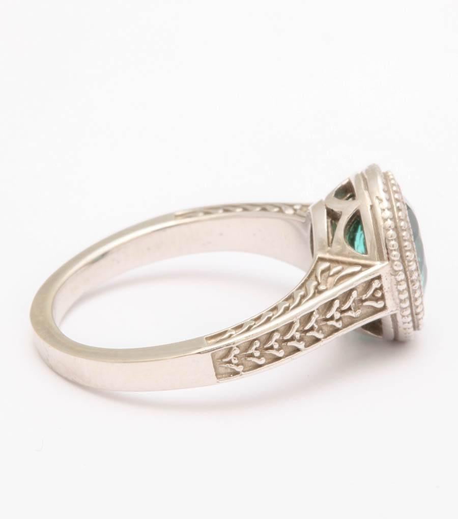 Women's or Men's Stunning Blue Green Tourmaline Gold Ring For Sale