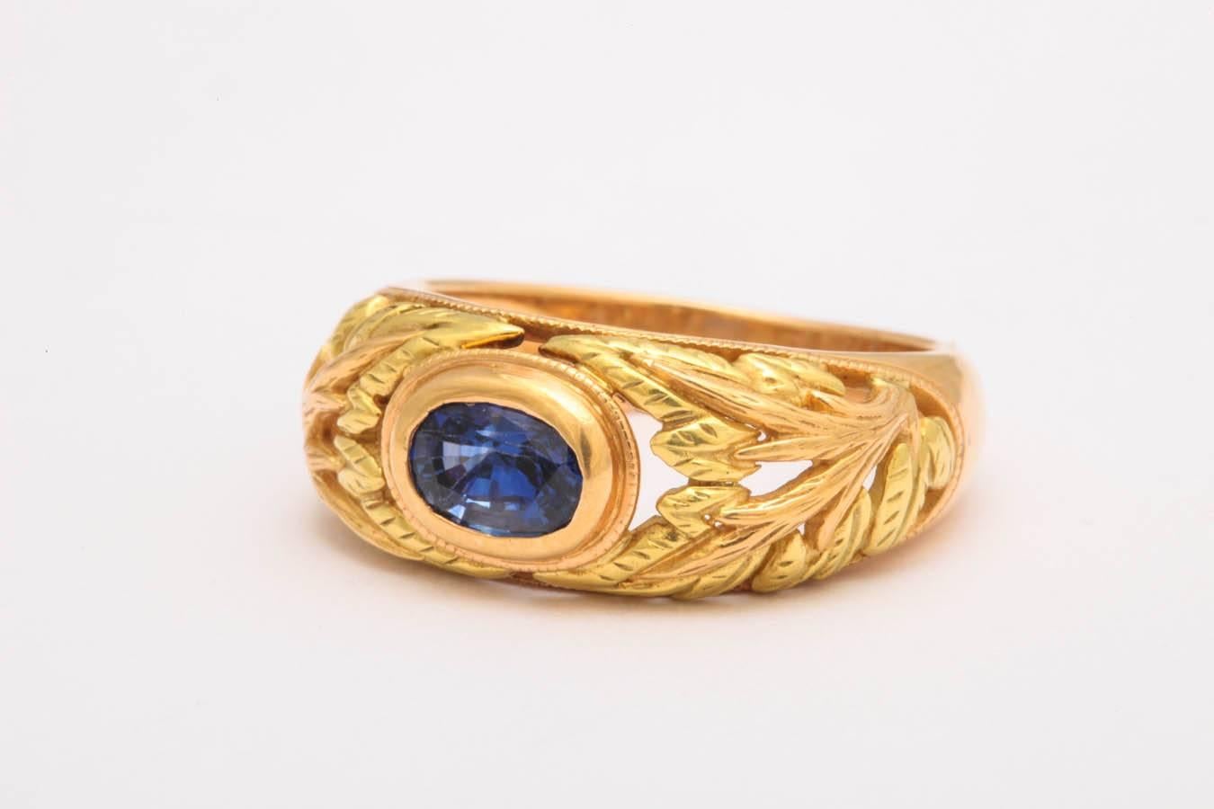 Sapphire Two-Color Gold Ring In New Condition For Sale In TRYON, NC
