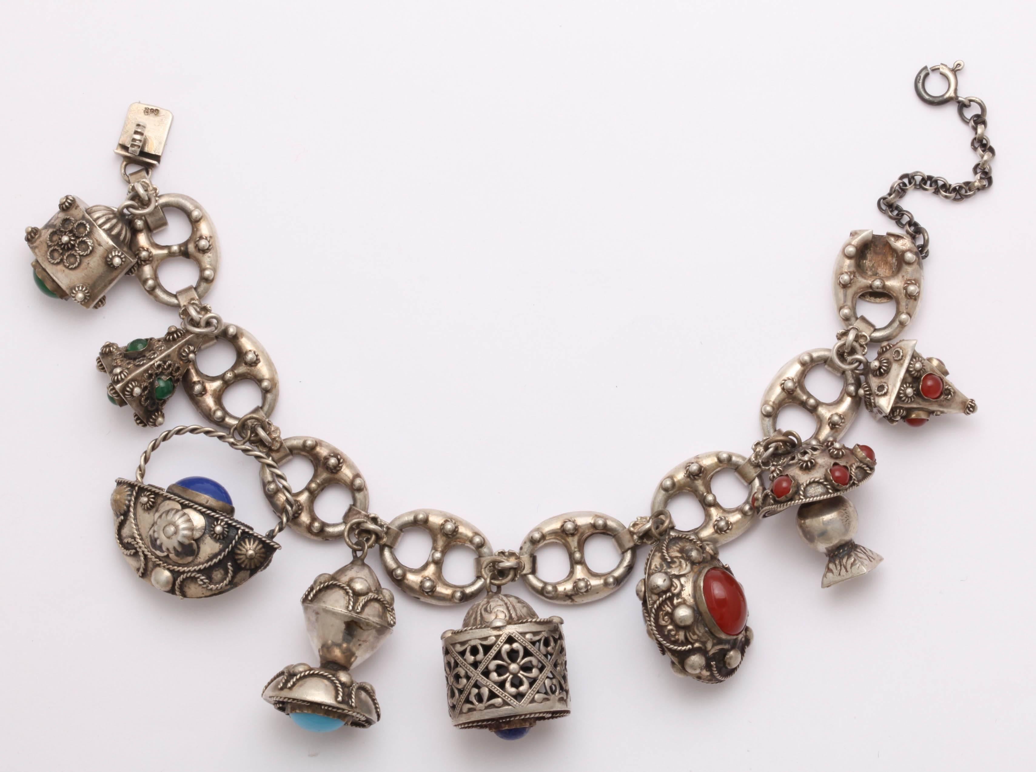 Moderne Bracelet épais vintage à huit branches en argent sterling en vente