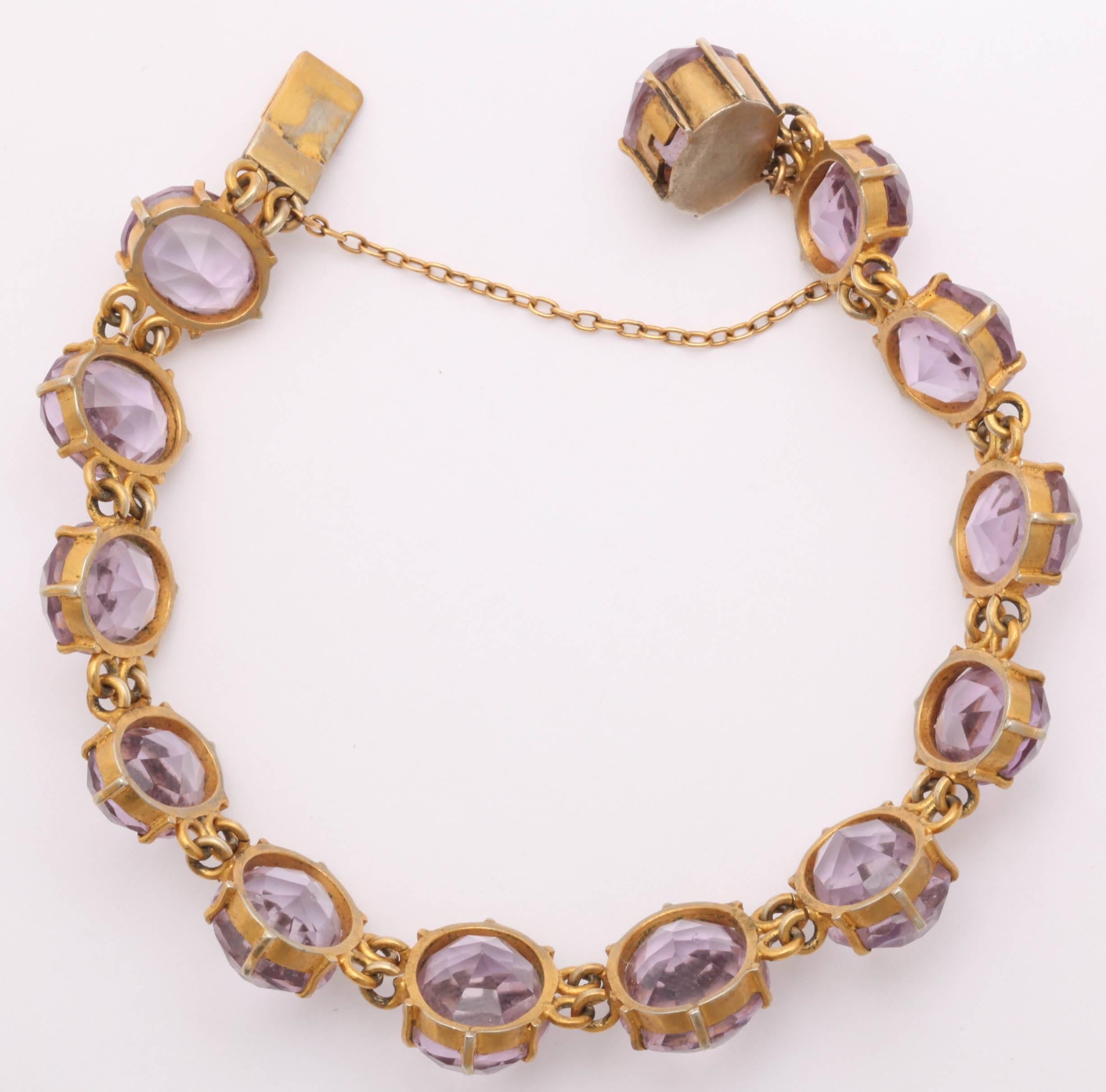 Armband aus Gold und Silber mit Amethyst, um 1860 (Ovalschliff)