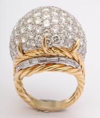 Mid Century Diamond Gold Dome Ring