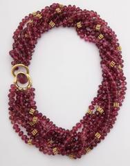 Cartier Faceted Pink Tourmaline Gold Torsade Necklace