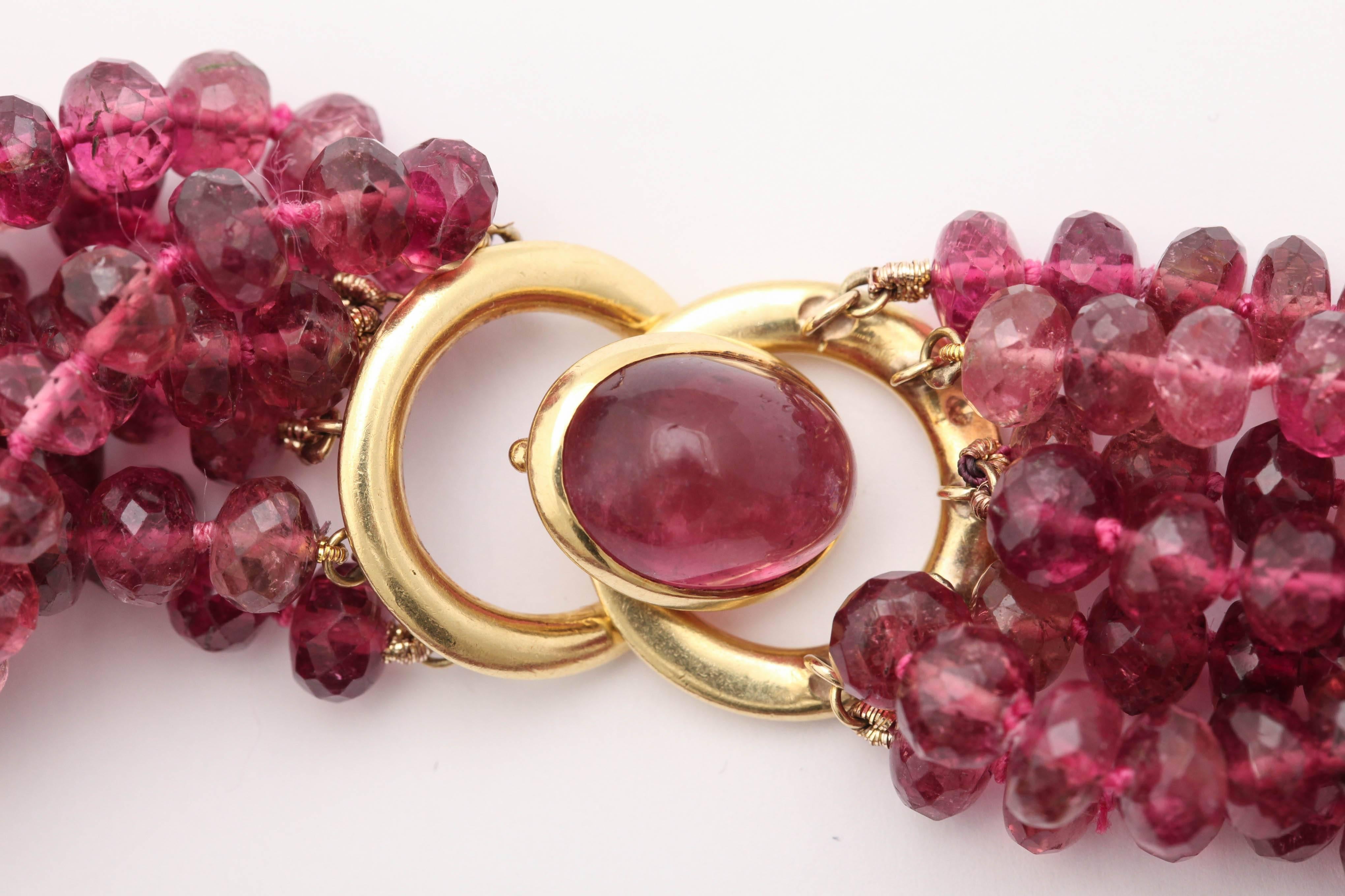 Cartier Faceted Pink Tourmaline Gold Torsade Necklace 4