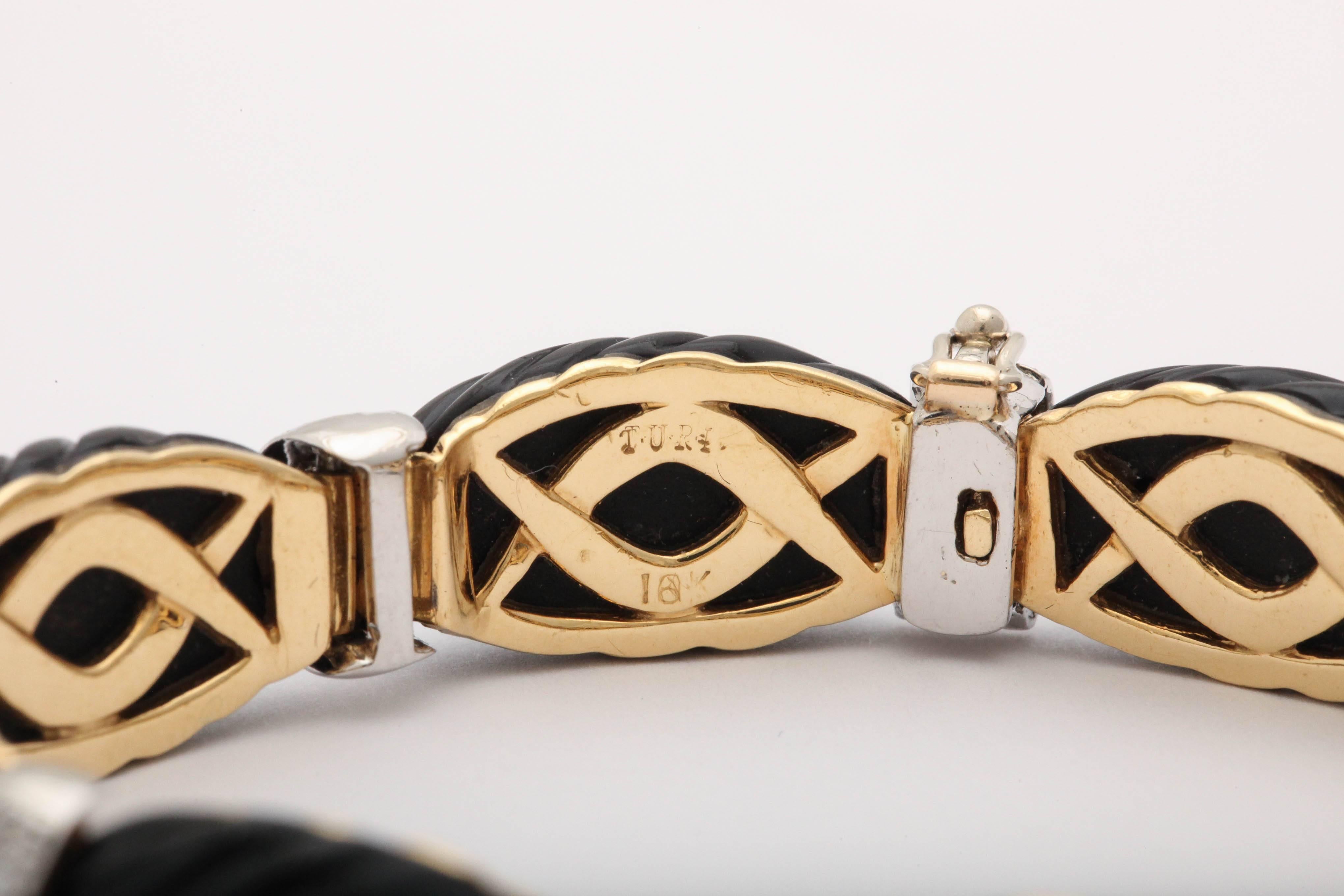 Women's  Onyx Diamond Gold Bracelet