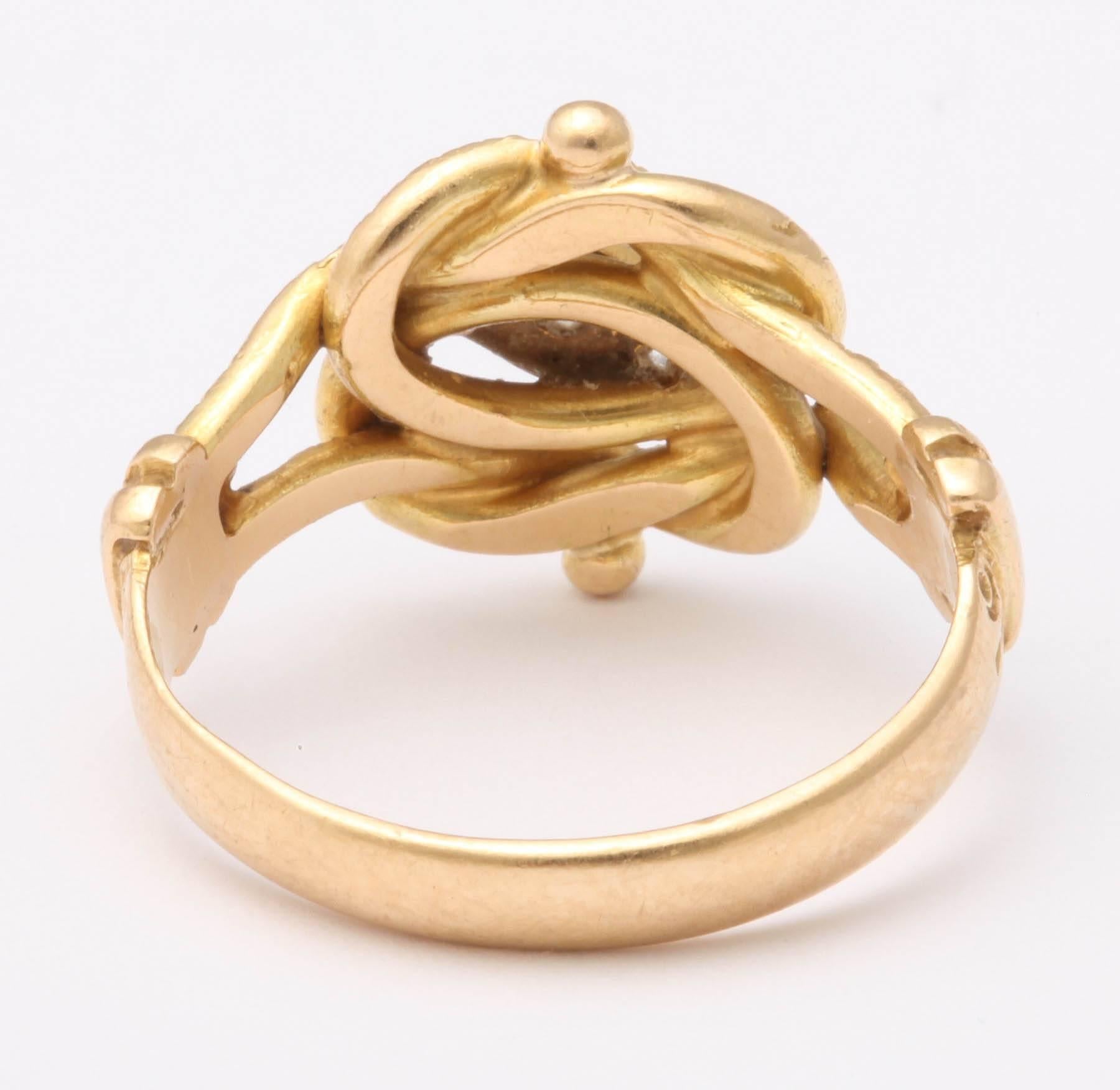 Women's  Victorian Lover's Knot Diamond Gold Ring 