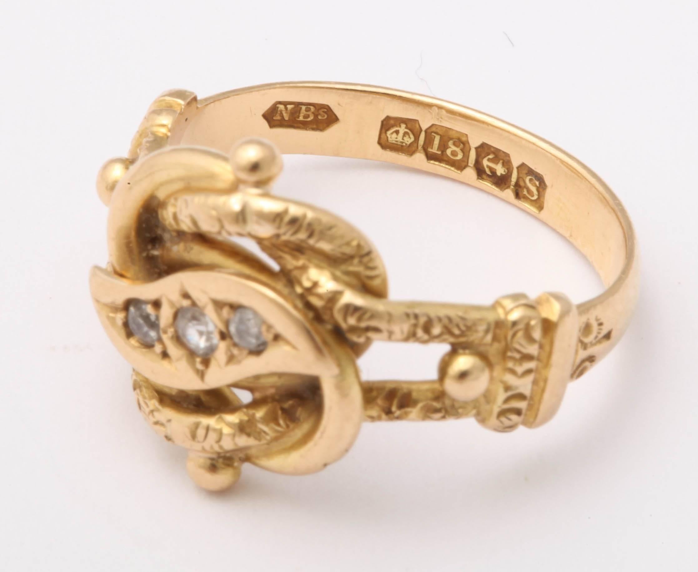  Victorian Lover's Knot Diamond Gold Ring  1