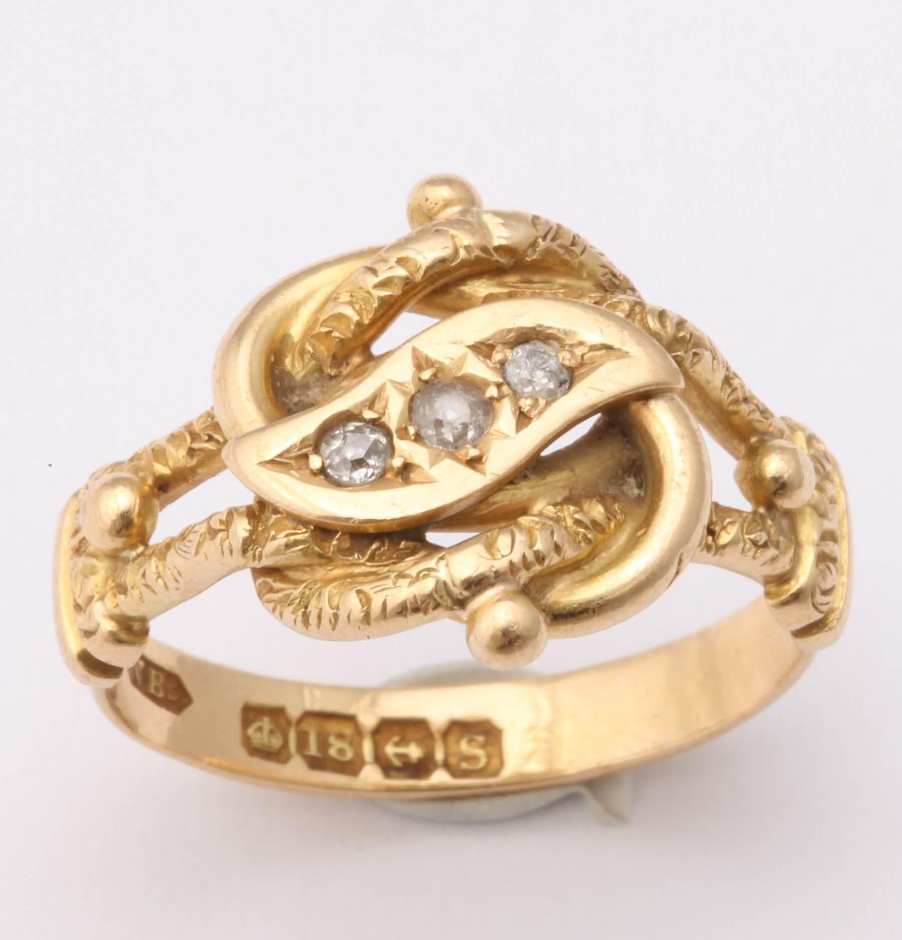  Victorian Lover's Knot Diamond Gold Ring  2