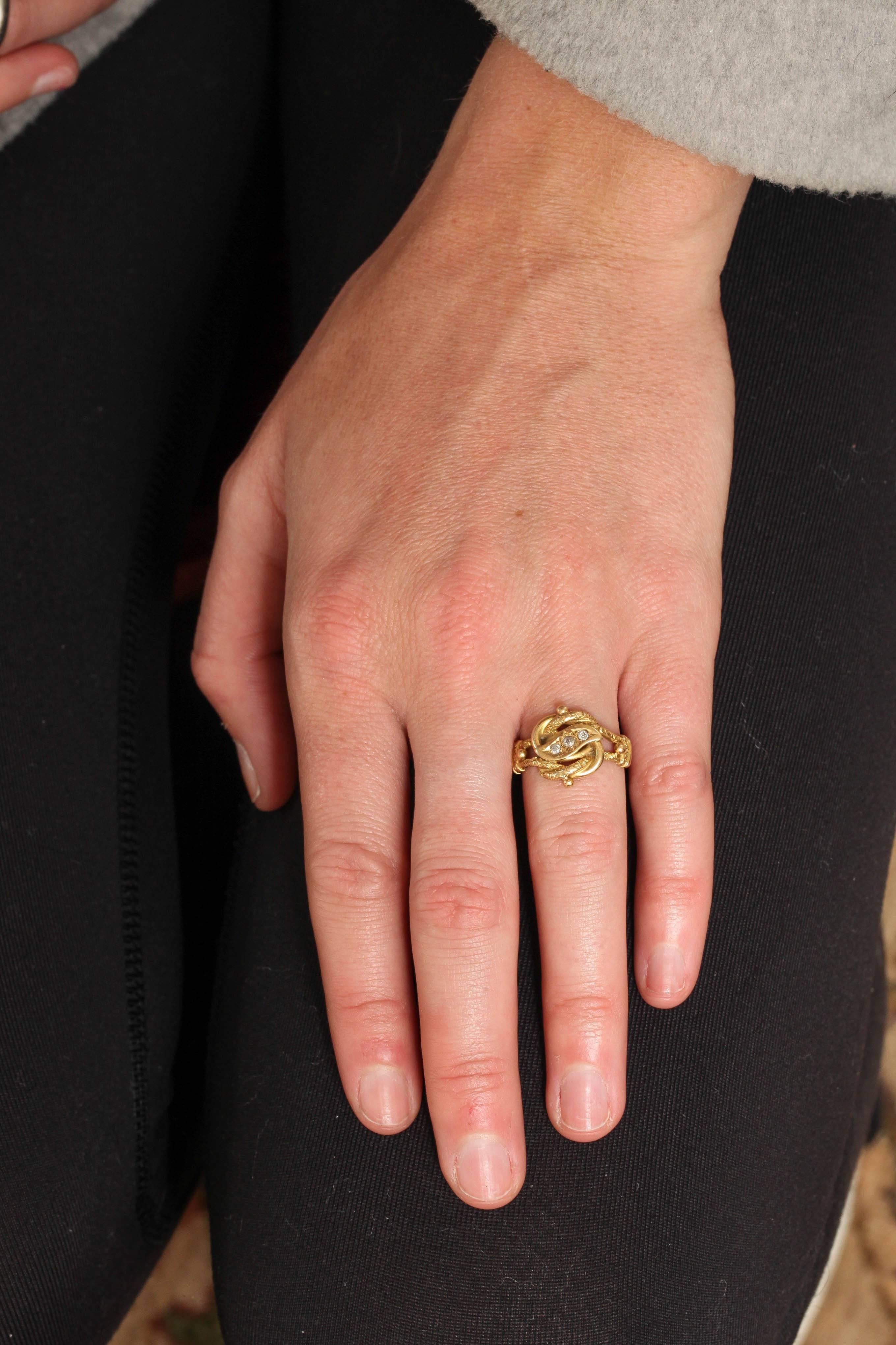  Victorian Lover's Knot Diamond Gold Ring  3