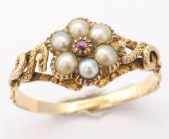 Pearl and Ruby Serpent Cluster Ring