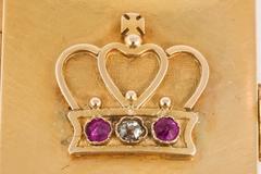 La Cloche Emerald Ruby Diamond Gold Double Locket