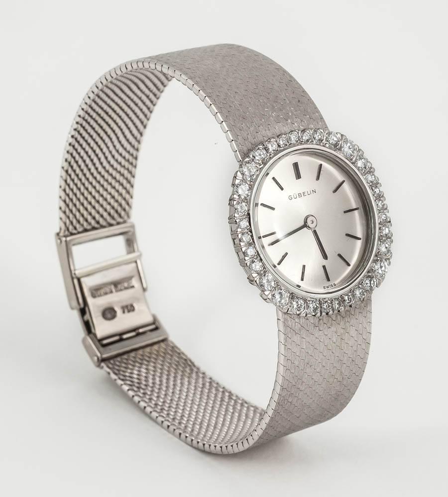 Contemporary Gubelin Lady's White Gold Diamond Evening Wristwatch