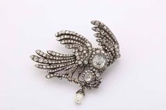 Antique Diamond Silver Gold Bird Pin