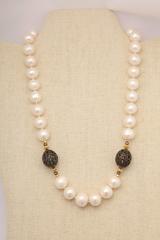 Unique Pearl Black Spinel Diamond Necklace