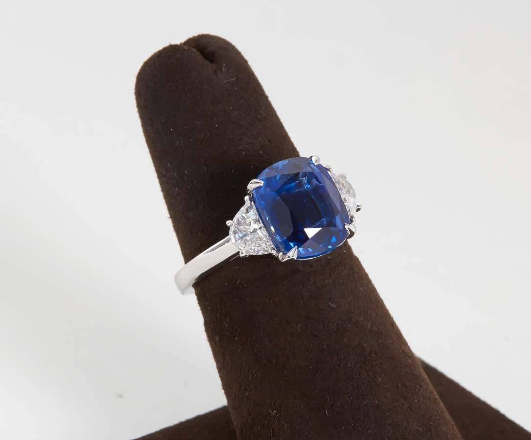 5 Carat Vivid Blue Sapphire Diamond Platinum Ring For Sale at 1stDibs ...