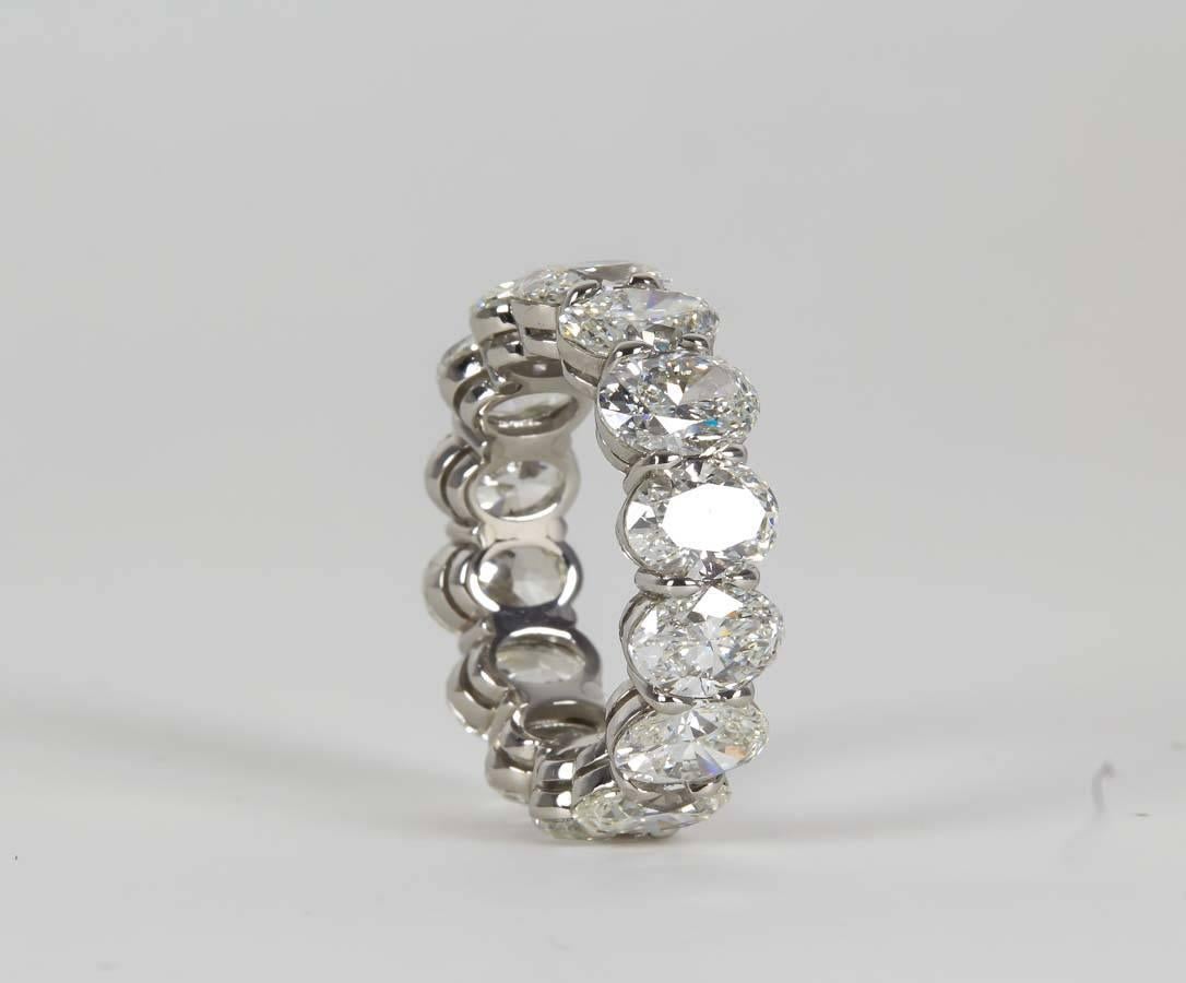 

11.24 carats of ideal cut Oval diamonds G color VS clarity set in a custom handmade platinum mounting.

An impressive ring in a unique cut!

The ring is currently a size 6.25 but can be adjusted.