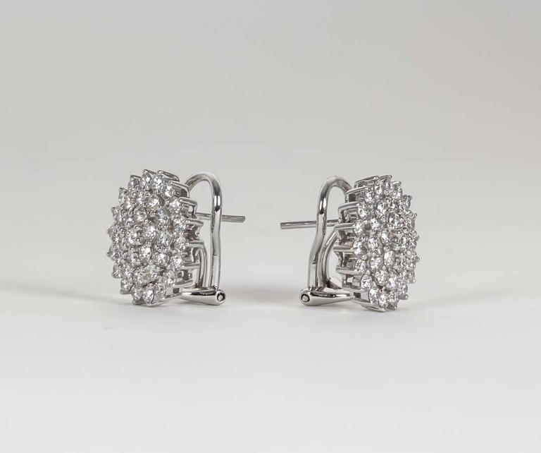 Classic Diamond White Gold Button Earrings For Sale 2