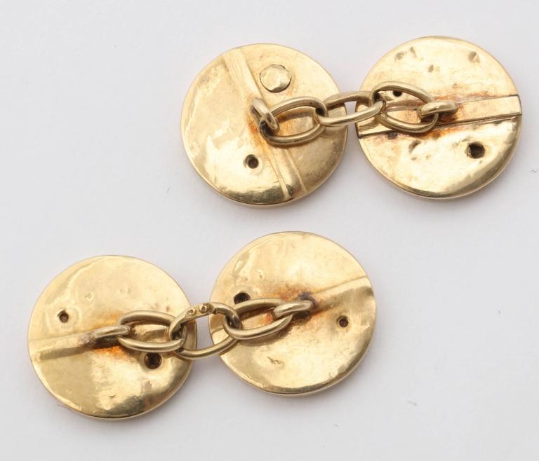 Mid-19th Century Russian Enameled Gold Cufflinks For Sale at 1stDibs