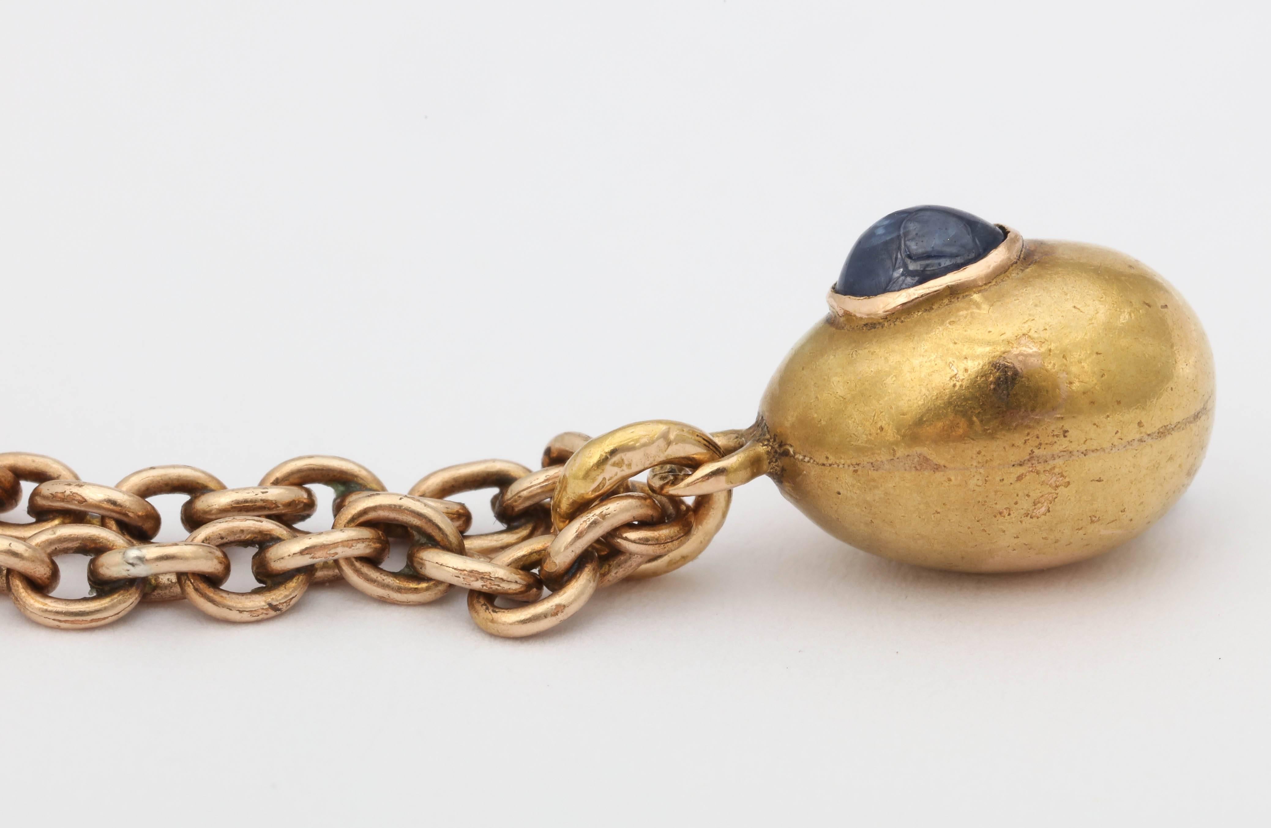 1900s Small Russian Sapphire Gold Easter Egg Pendant 3