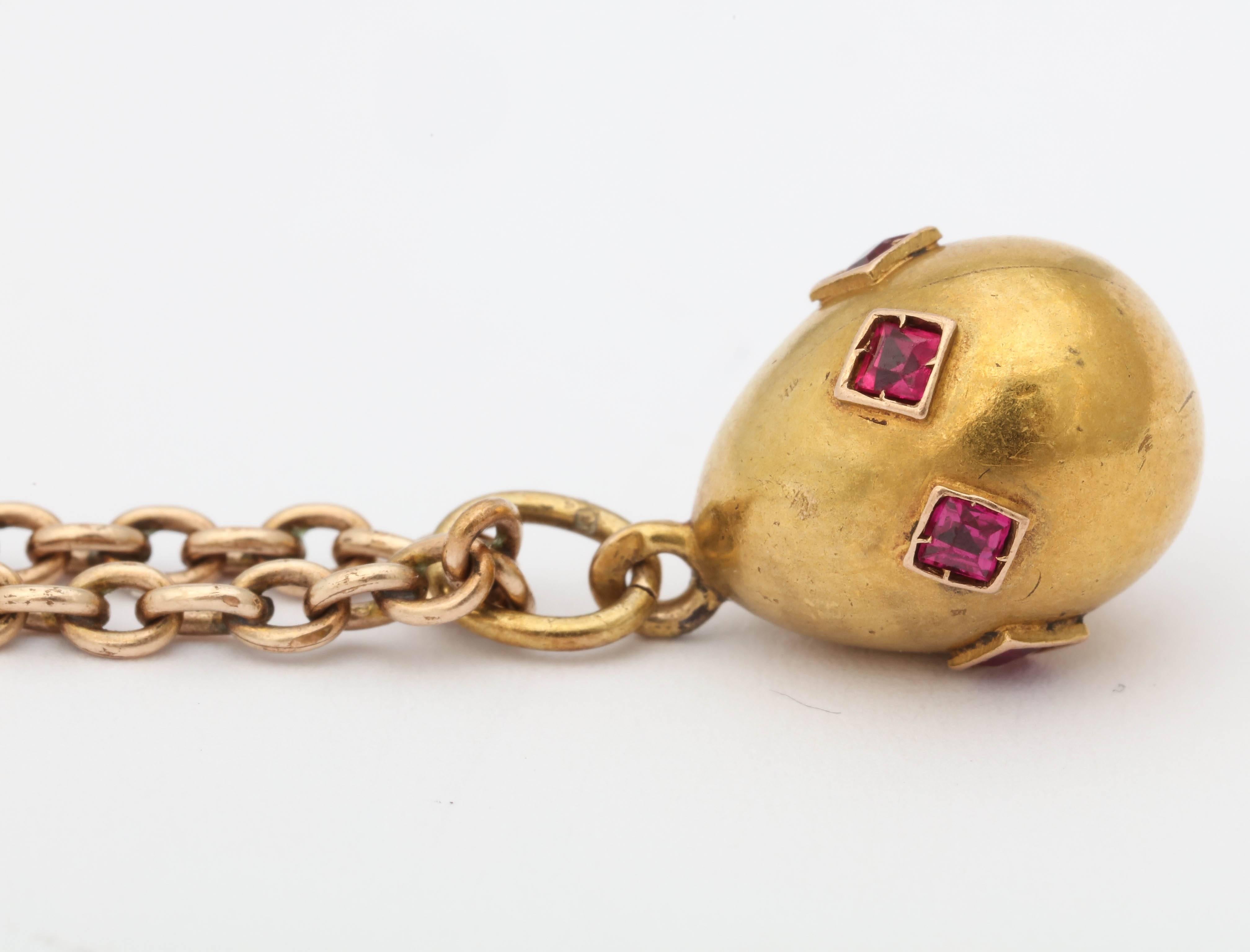 Russian Empire 1900s Russian Ruby Gold Easter Egg Pendant