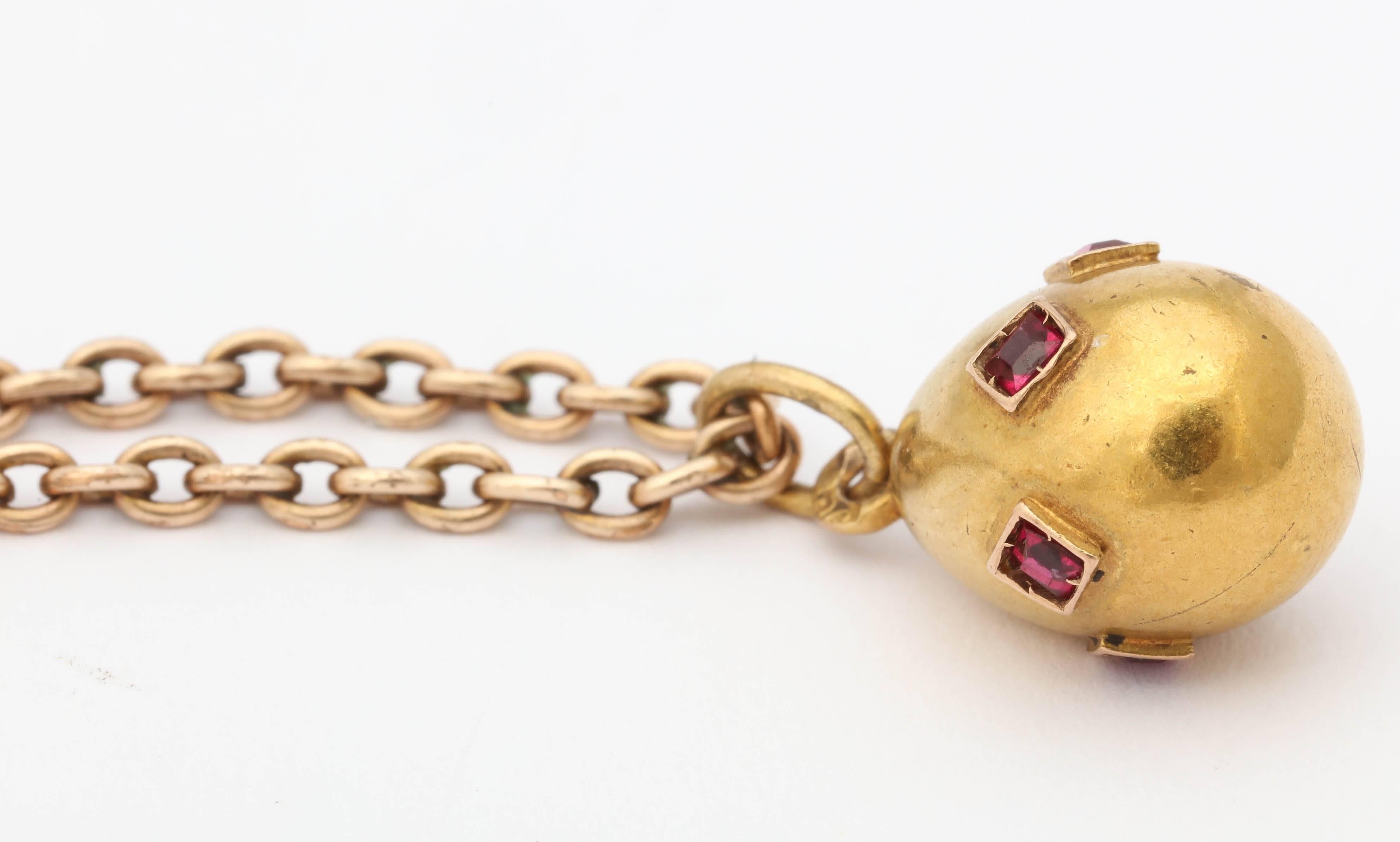 Women's 1900s Russian Ruby Gold Easter Egg Pendant