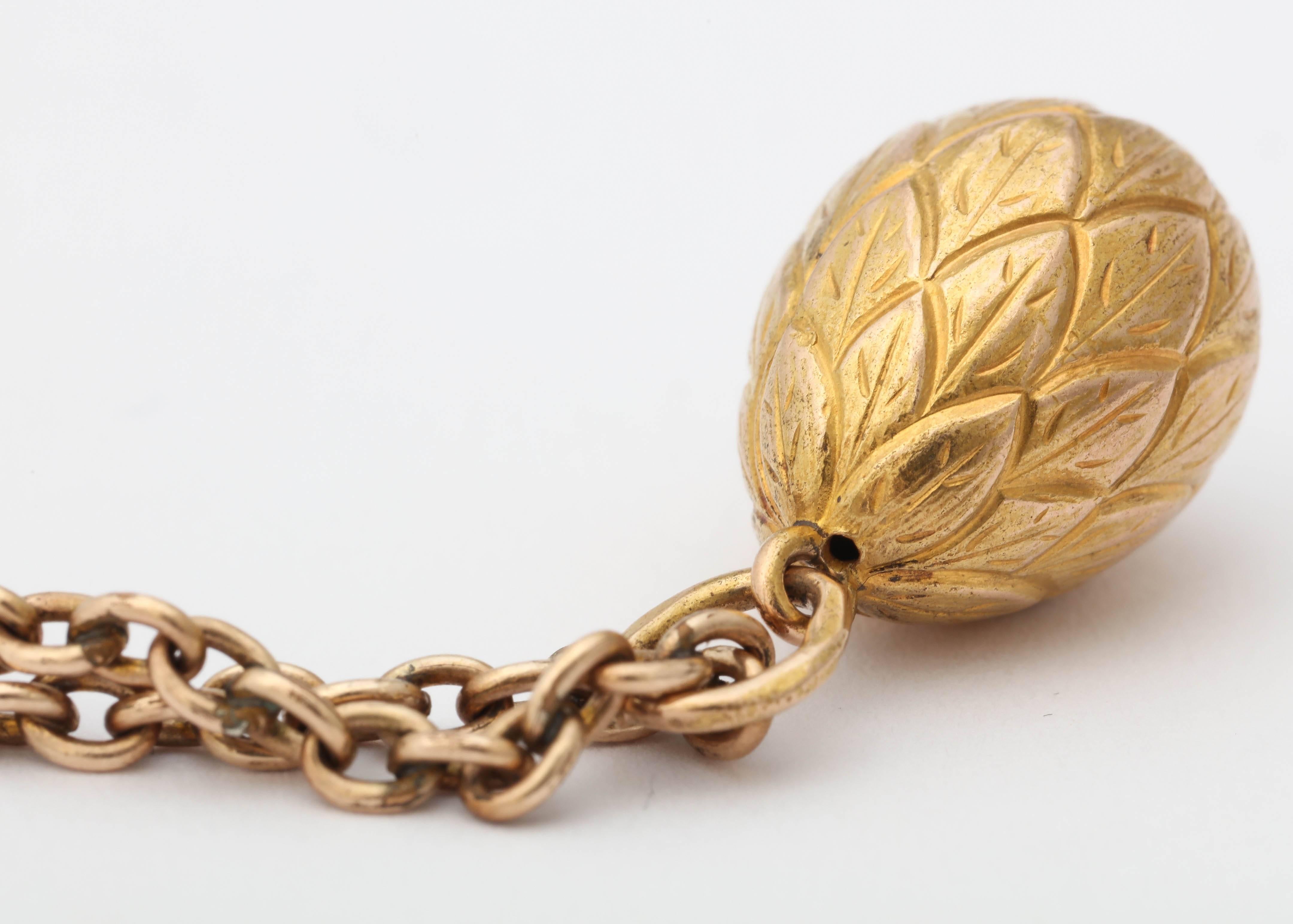 Neoclassical 1900s Russian Gold Easter Egg Pendant