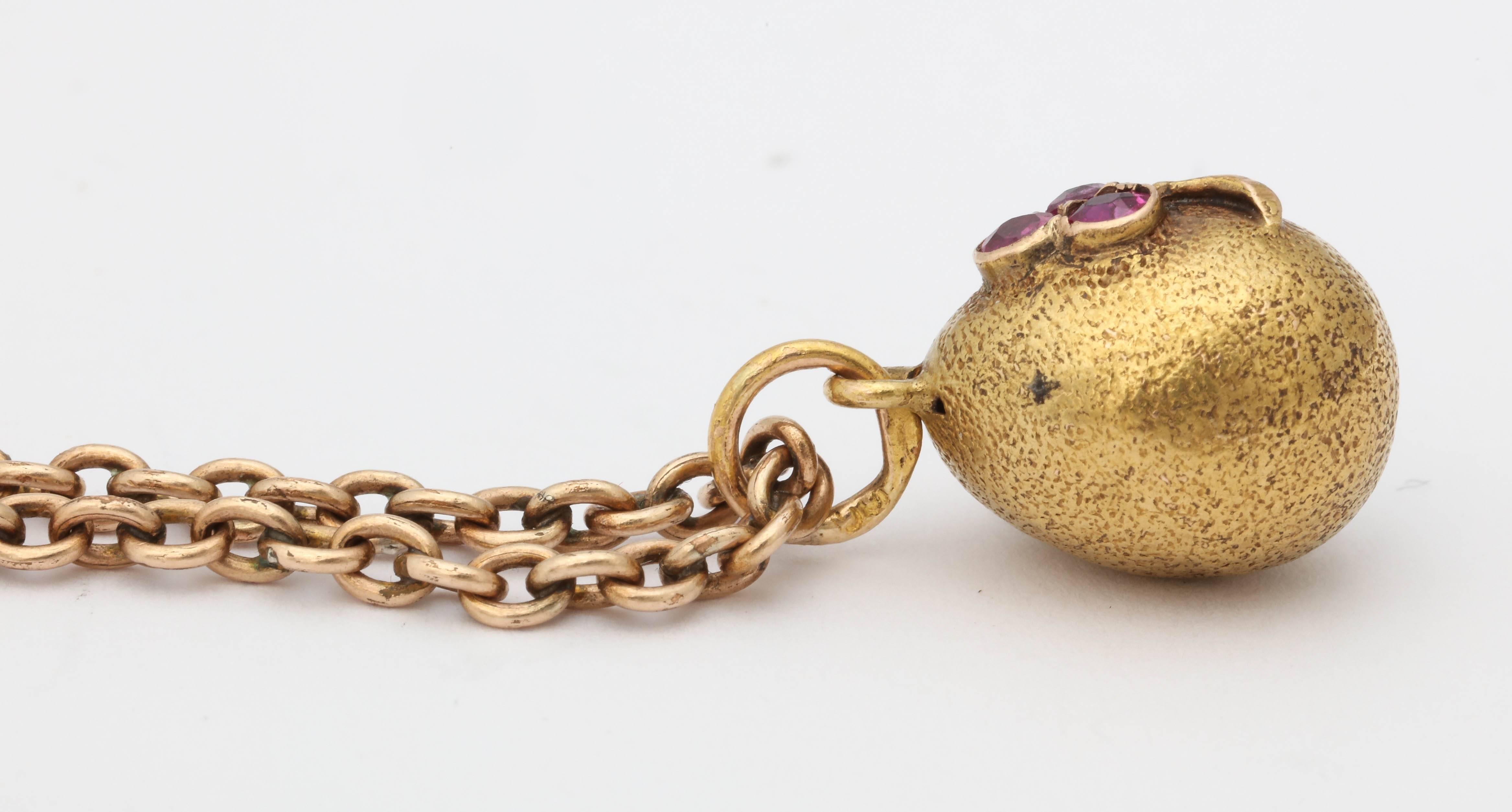 Russian Empire 1900s Russian Ruby Gold Easter Egg Pendant